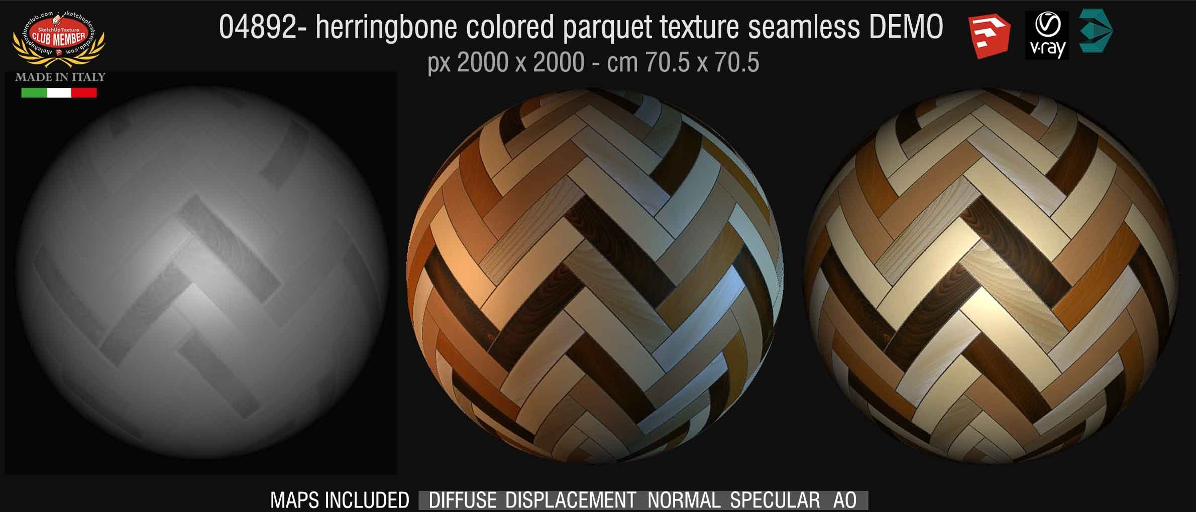04892 HR  Herringbone colored parquet texture seamless + maps DEMO