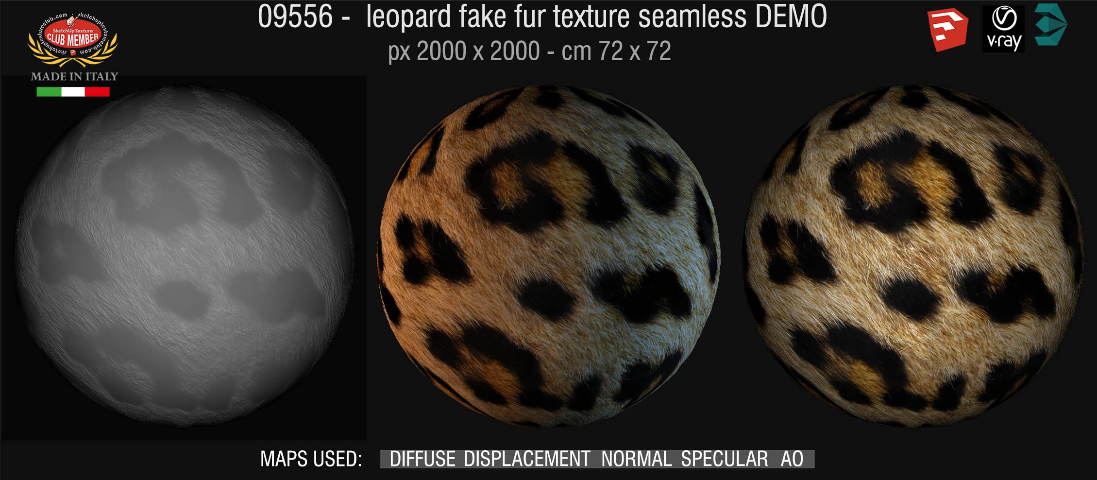 09556 HR Leopard fake fur texture seamless + maps DEMO