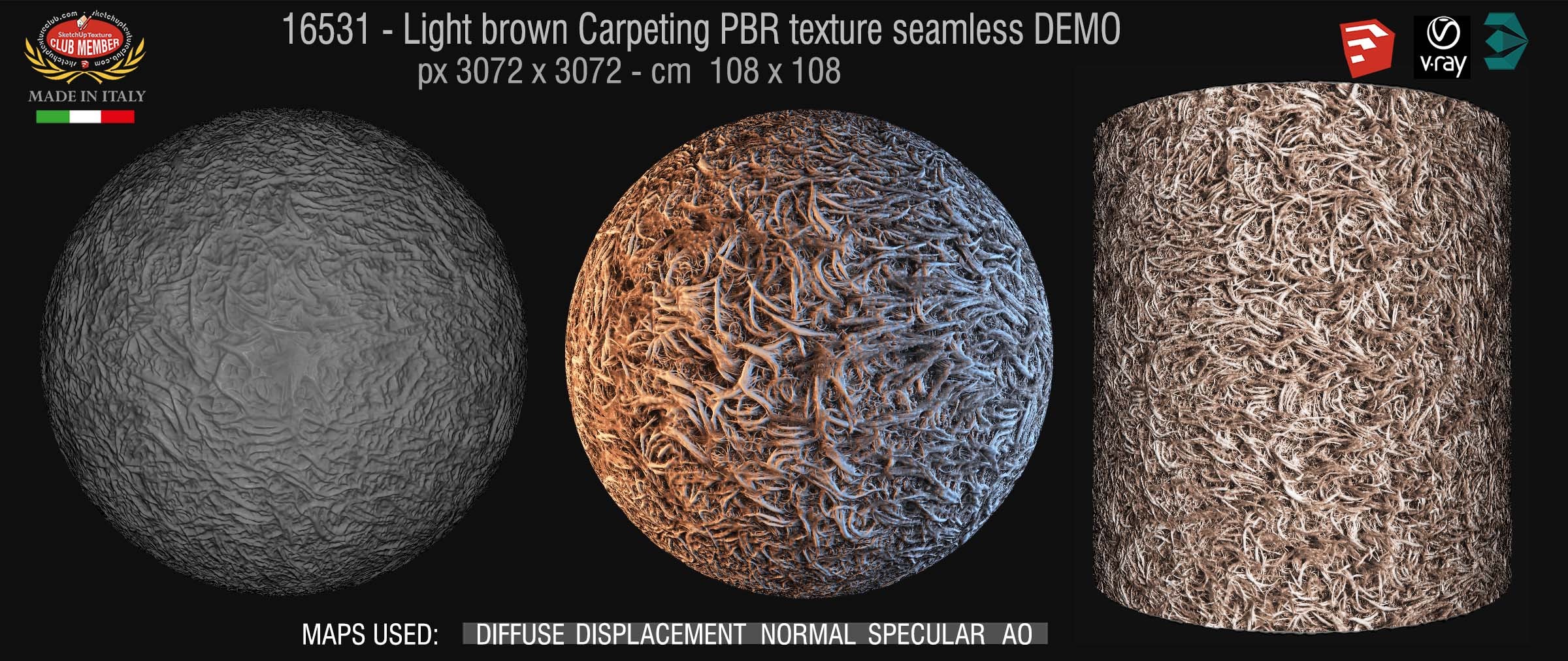 16531 Light brown carpeting PBR texture seamless DEMO