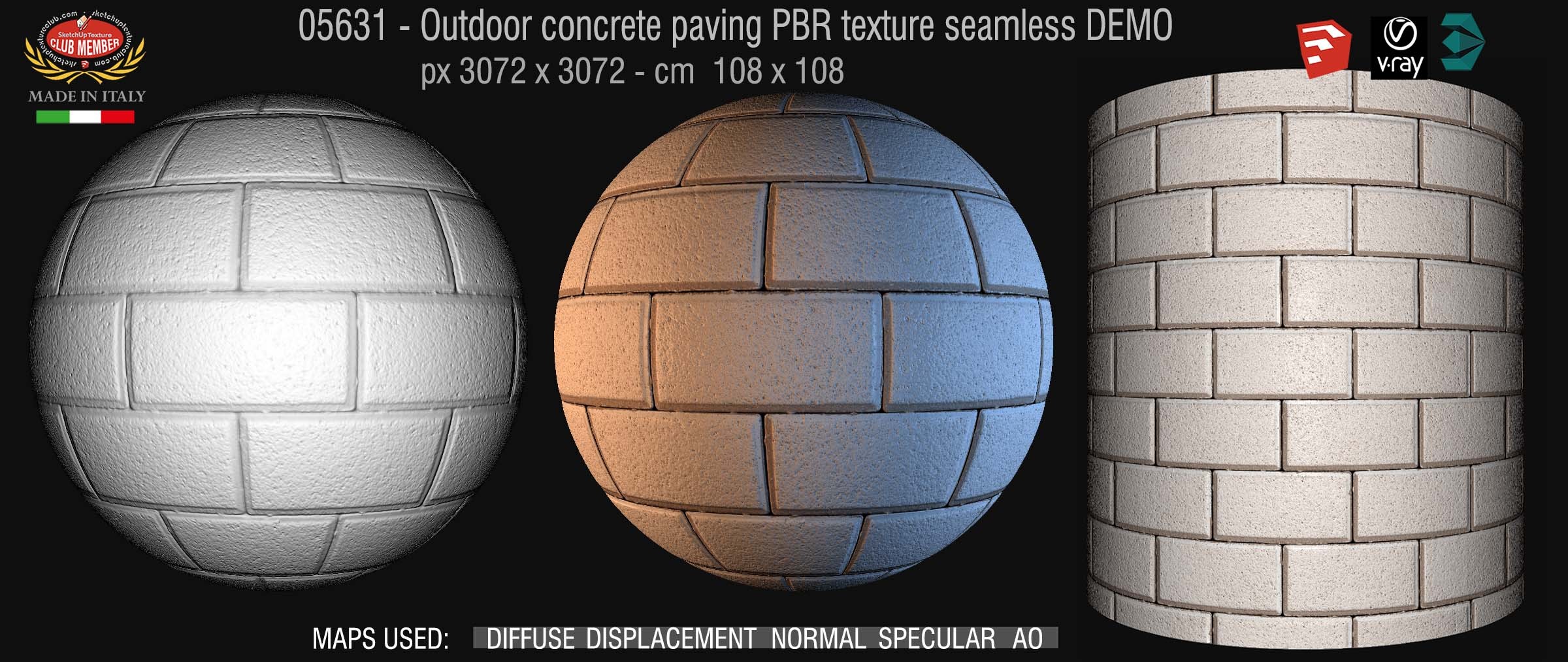 05631  Paving outdoor concrete regular block PBR texture seamless DEMO