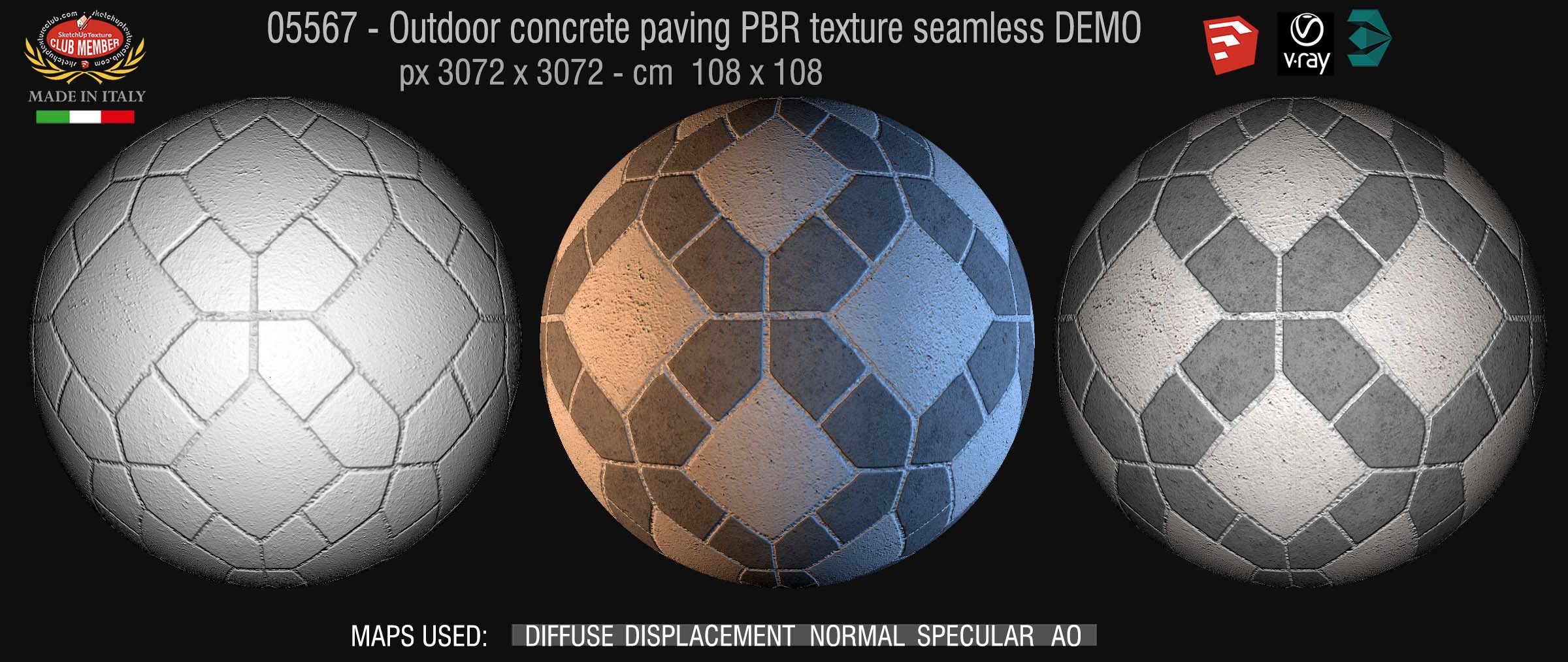 05567 Outdoor concrete paving PBR texture seamless DEMO