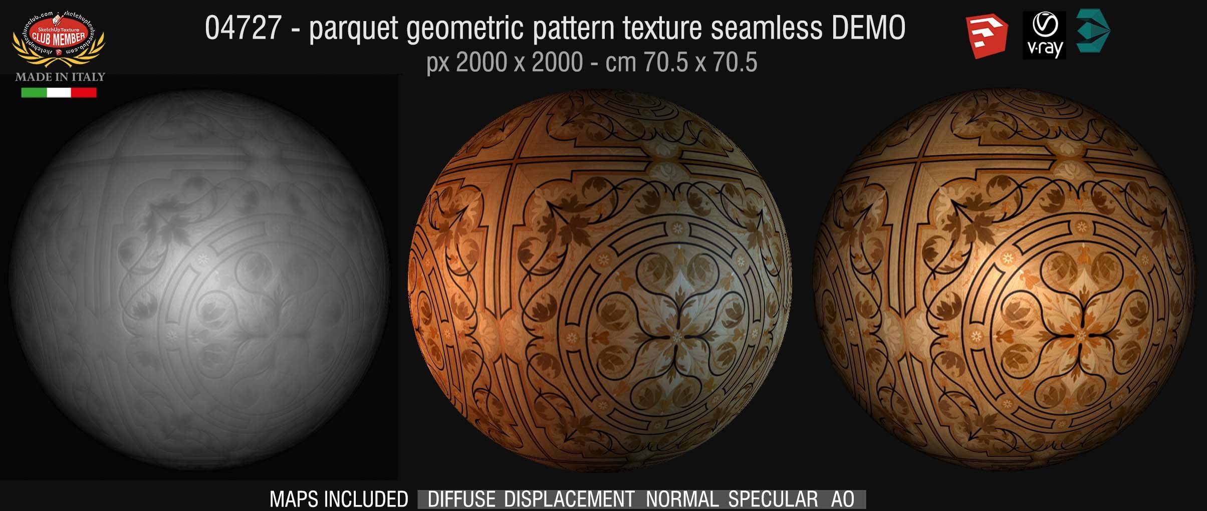 04727 HR Parquet geometric pattern texture seamless + maps DEMO