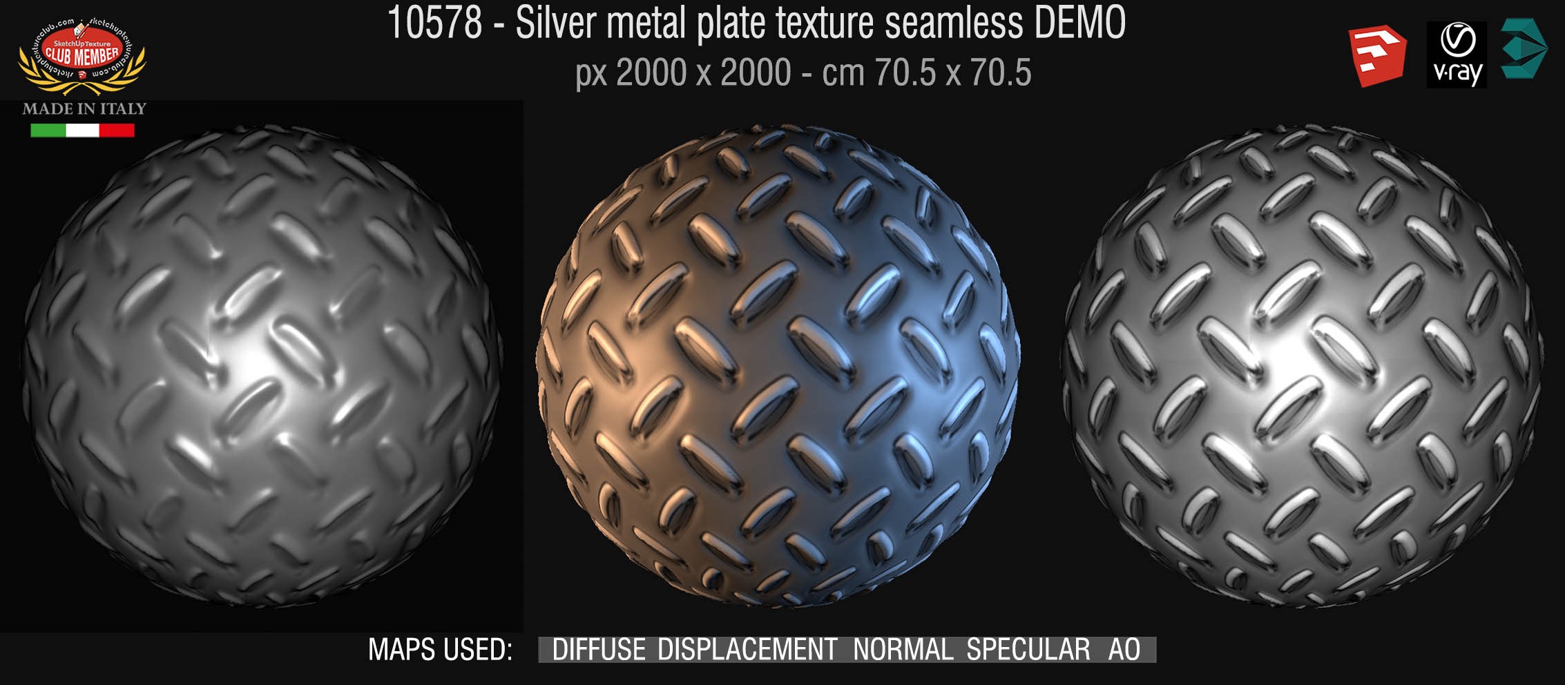 10578 HR Silver metal plate texture seamless + maps DEMO