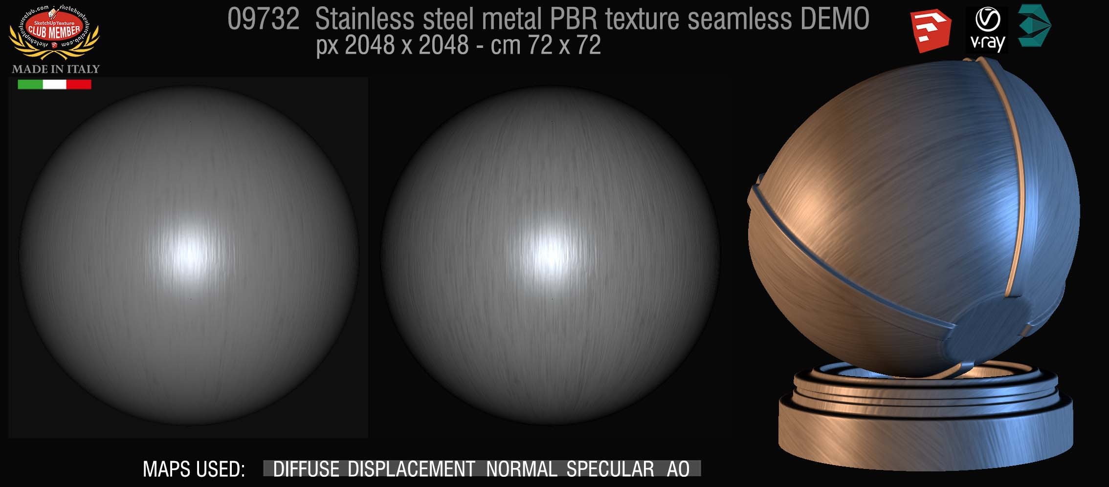 09732 Stainless steel metal PBR texture seamless DEMO
