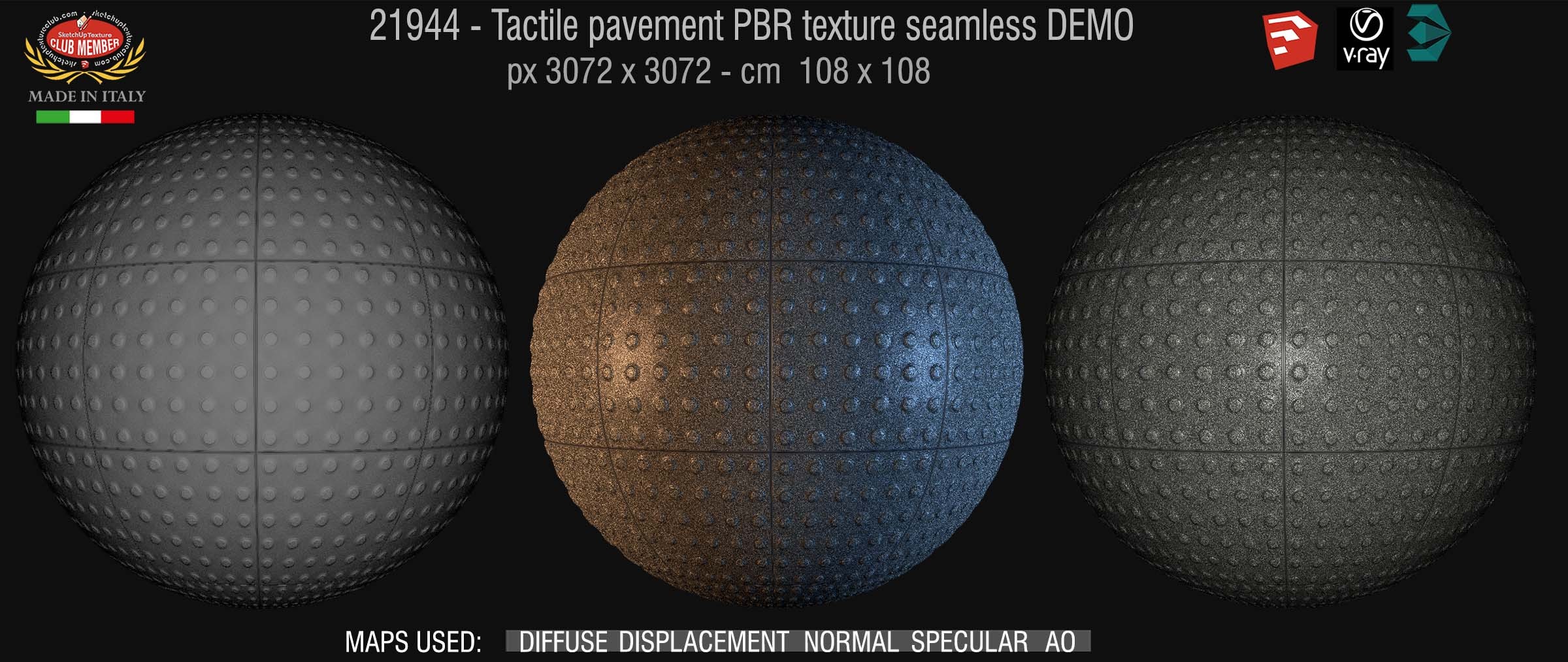 21944 Tactile pavement PBR texture seamless DEMO