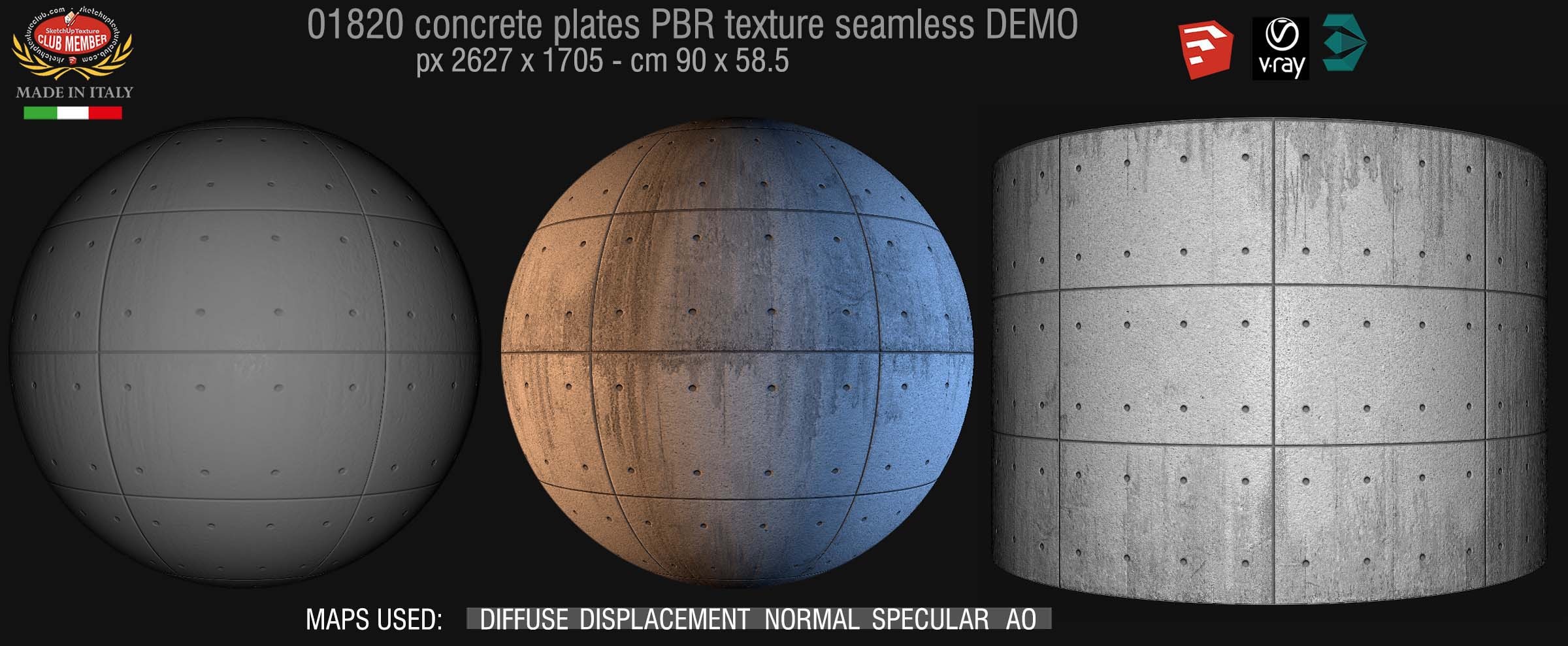 01820 Tadao Ando concrete plates PBR texture seamless DEMO