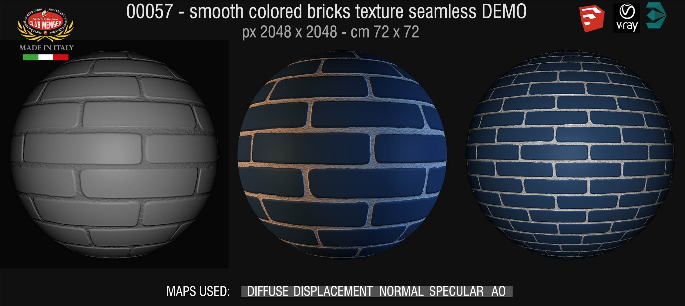 00057 smooth colored bricks texture seamless + maps DEMO