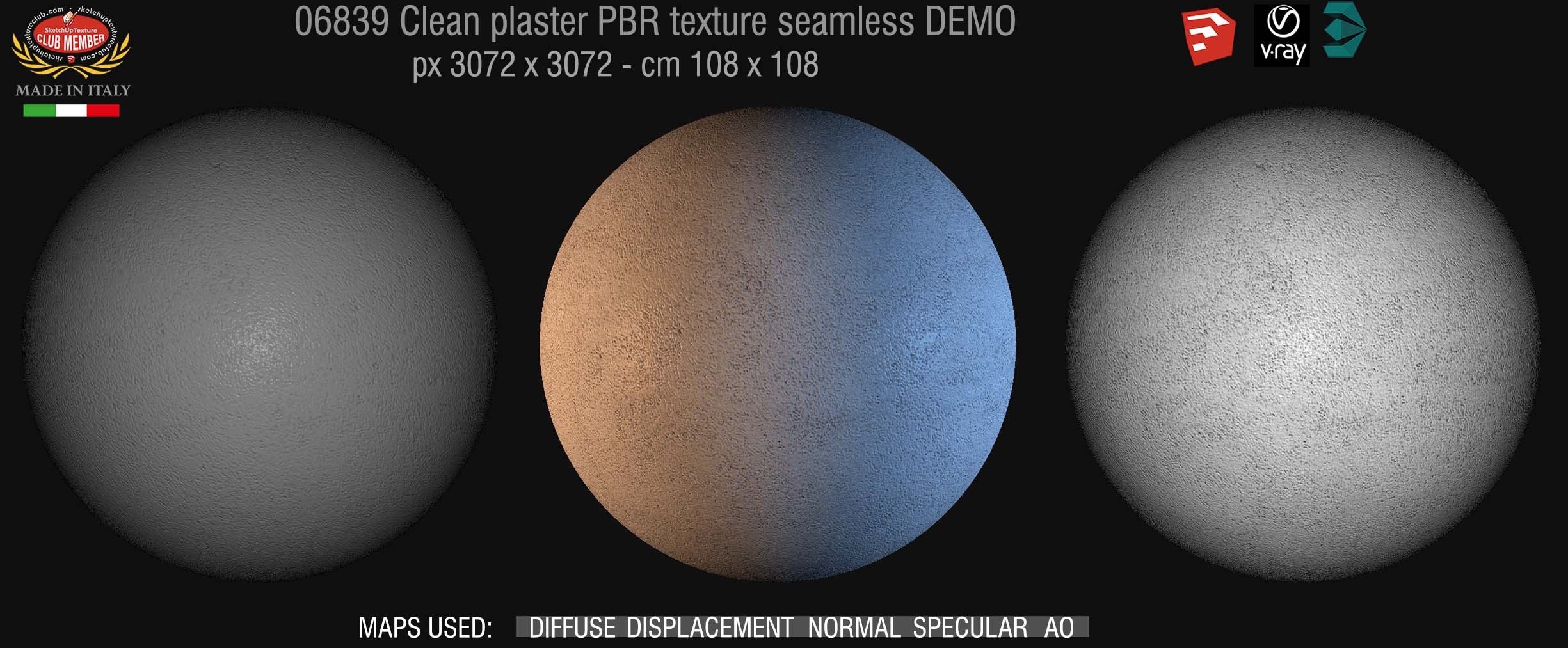 06839 clean fine plaster PBR texture seamless DEMO
