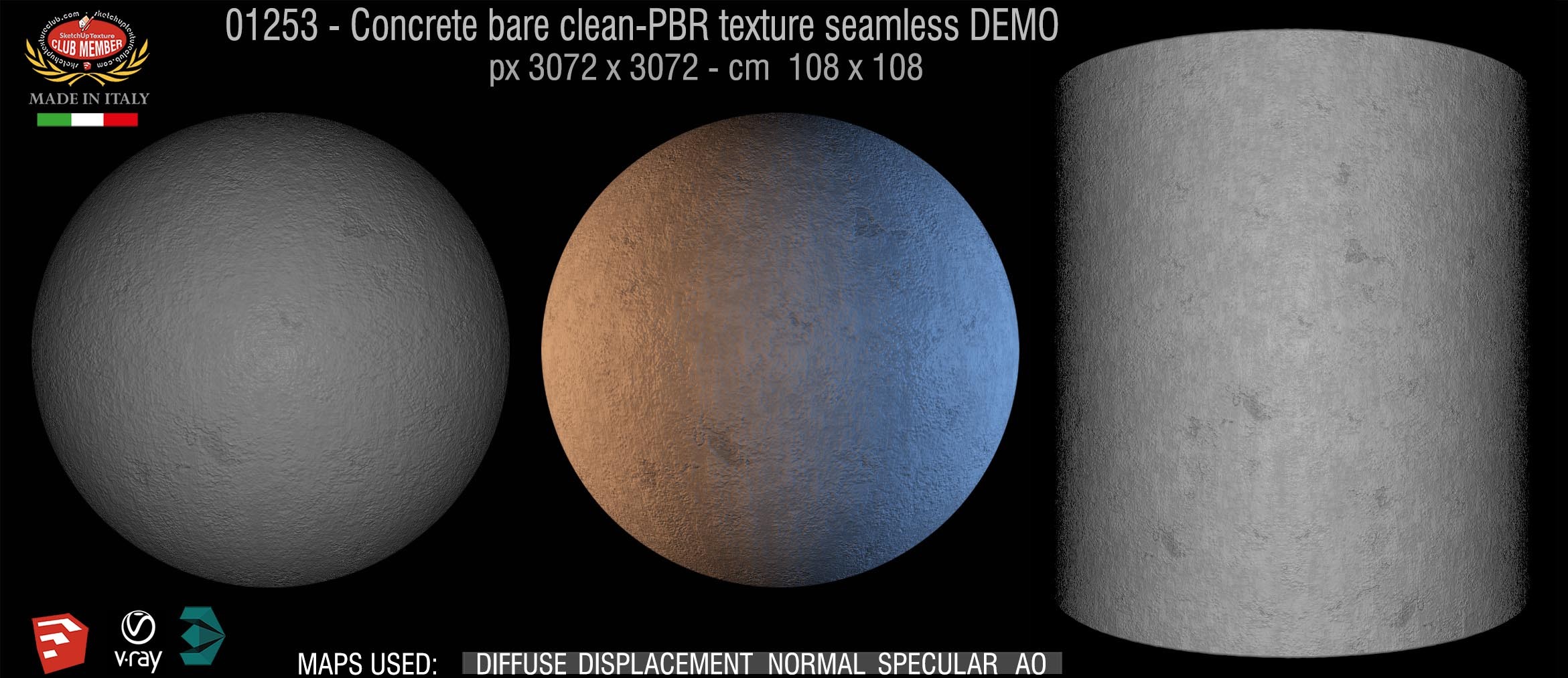 01253 Concrete bare clean-PBR texture seamless DEMO