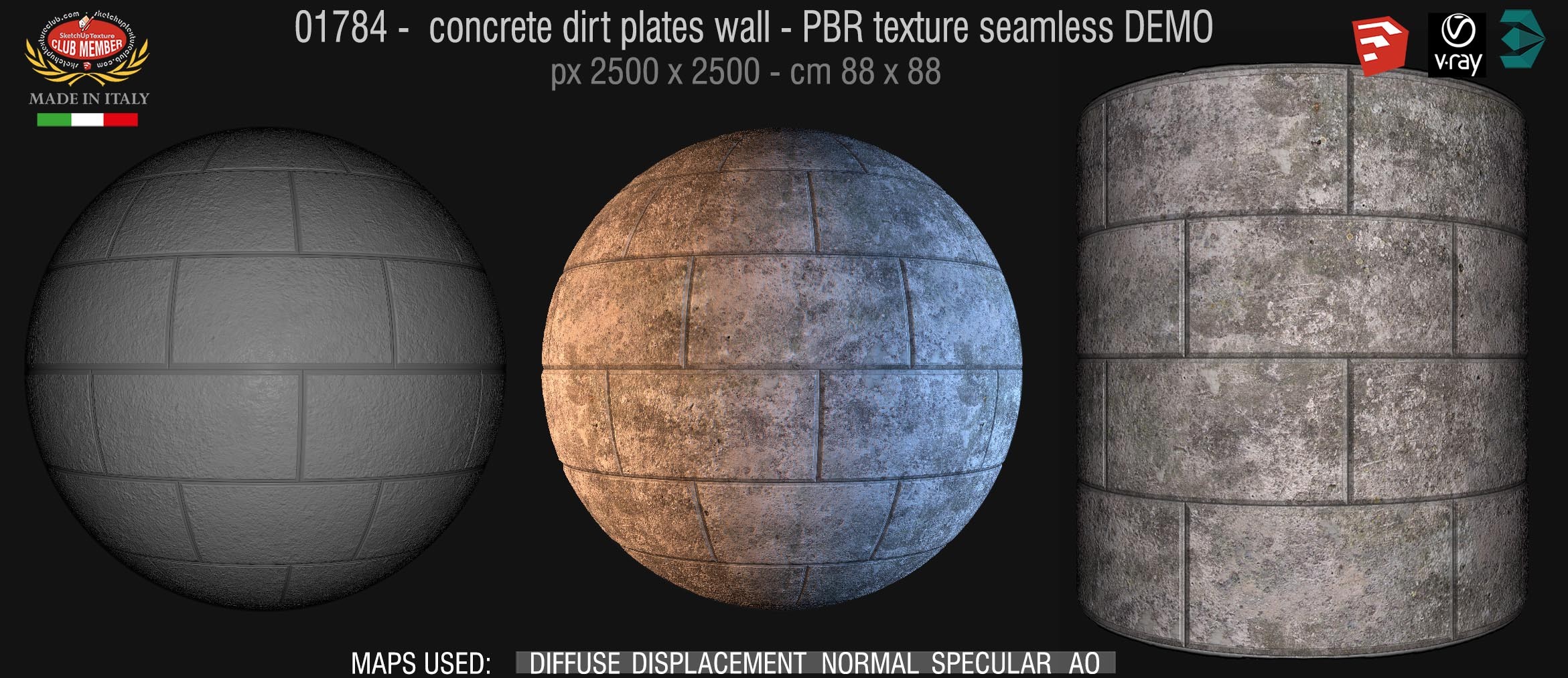 01784 concrete dirt plates wall PBR texture seamless DEMO