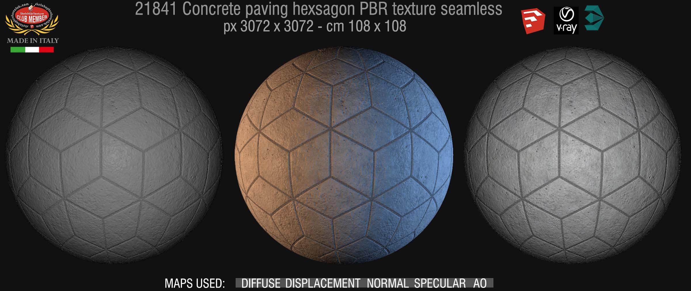 Concrete paving hexagon PBR texture seamless 21841