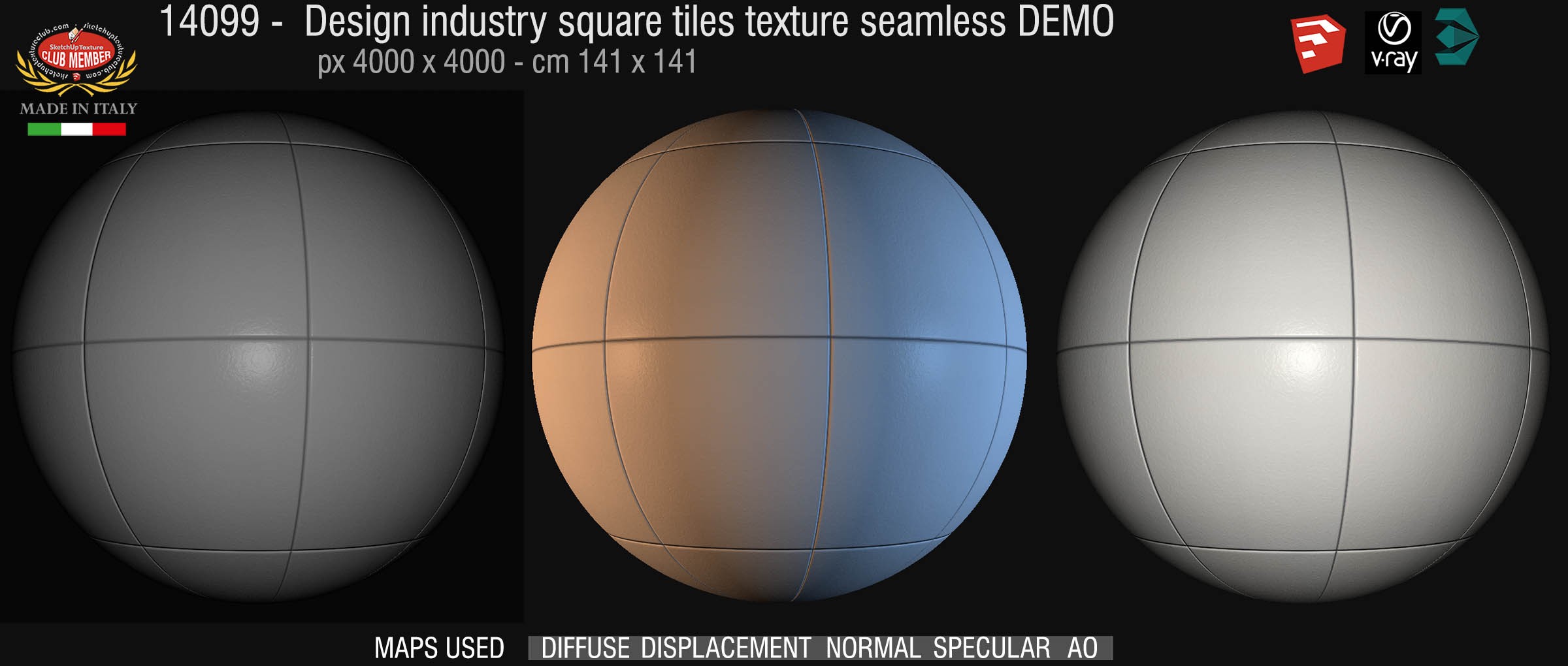 14099 Design industry square tile texture seamless + maps DEMO