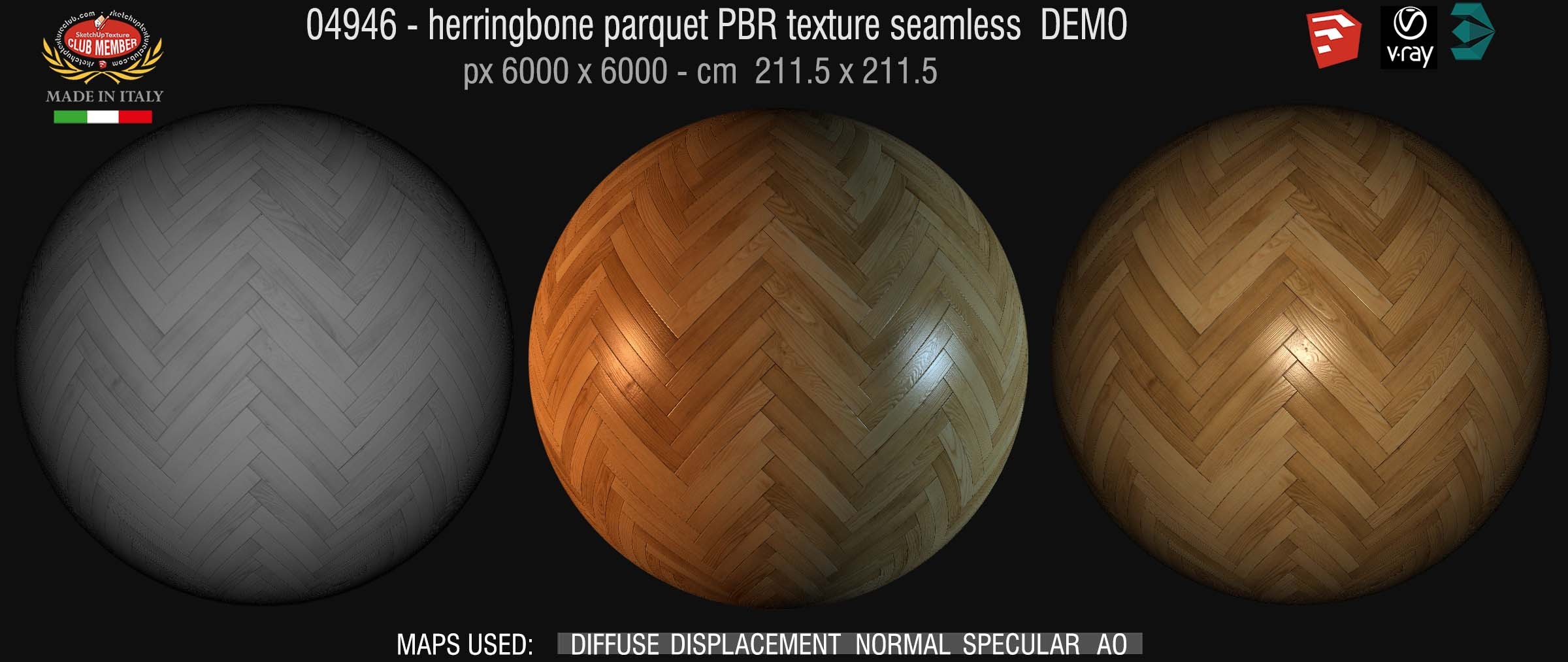 04946 Herringbone parquet PBR texture seamless DEMO