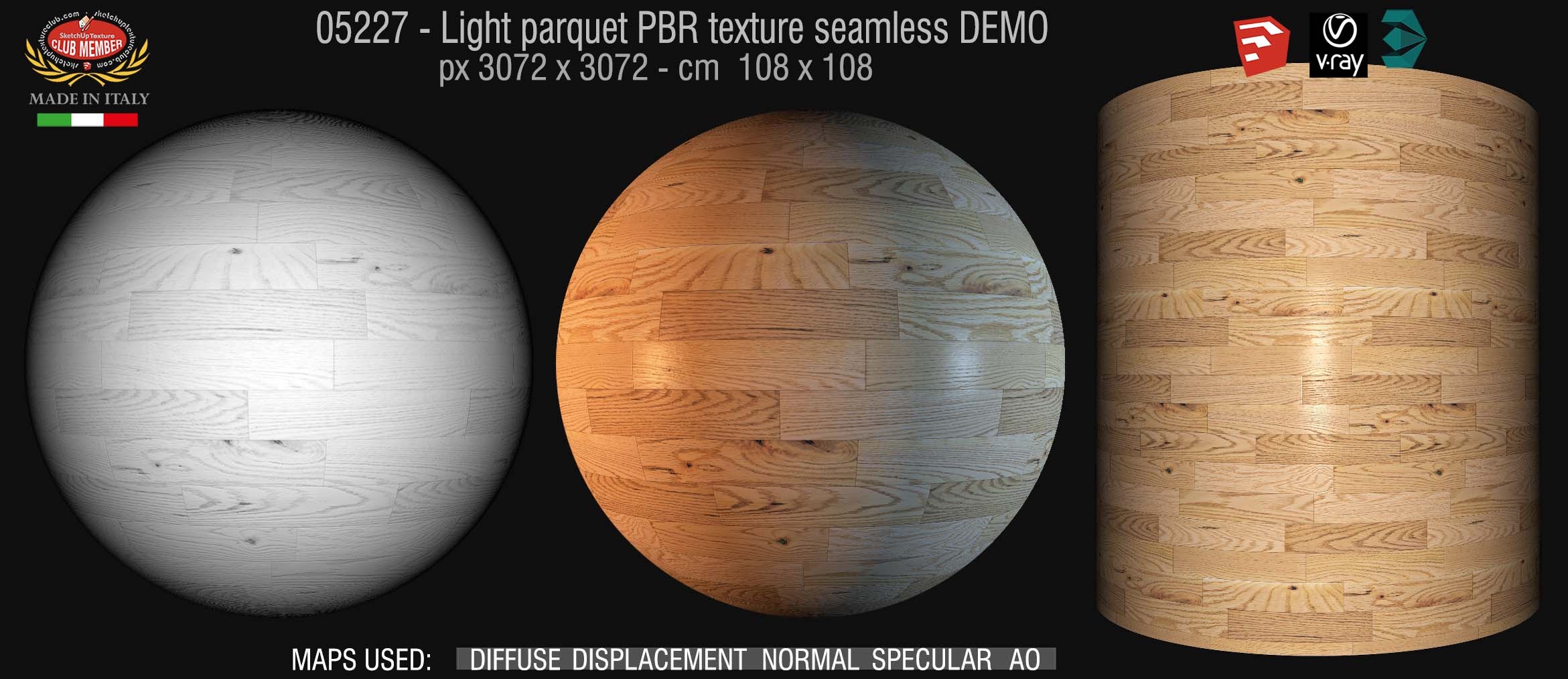 05227 Light parquet PBR texture seamless DEMO