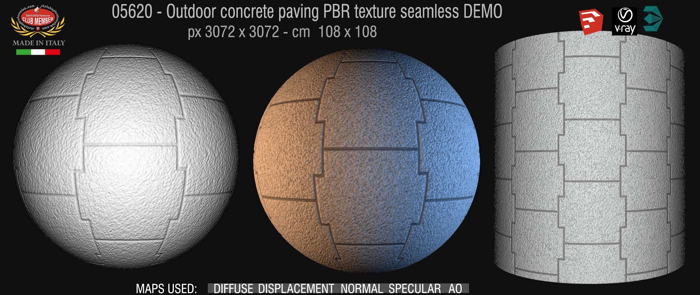 05620 Outdoor concrete paving PBR texture seamless DEMO