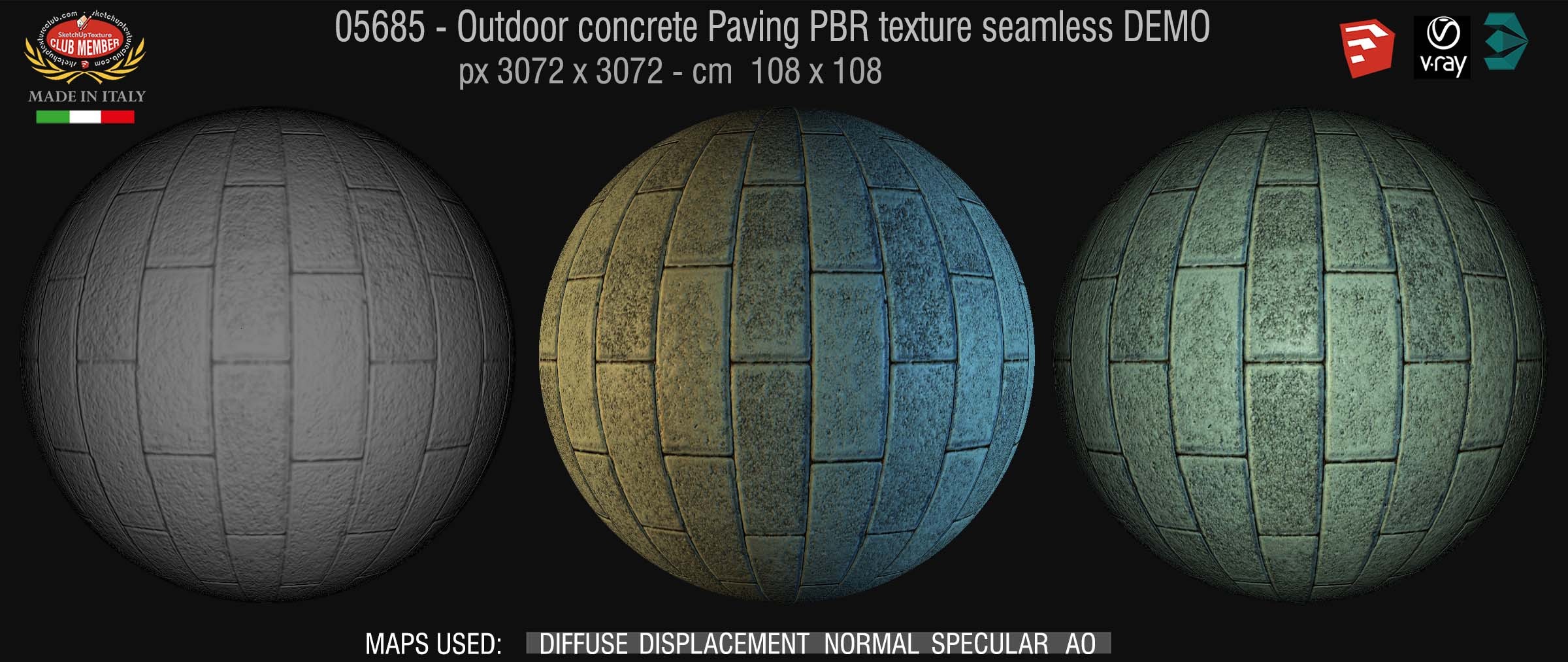 05685 Outdoor concrete Paving PBR texture seamless DEMO