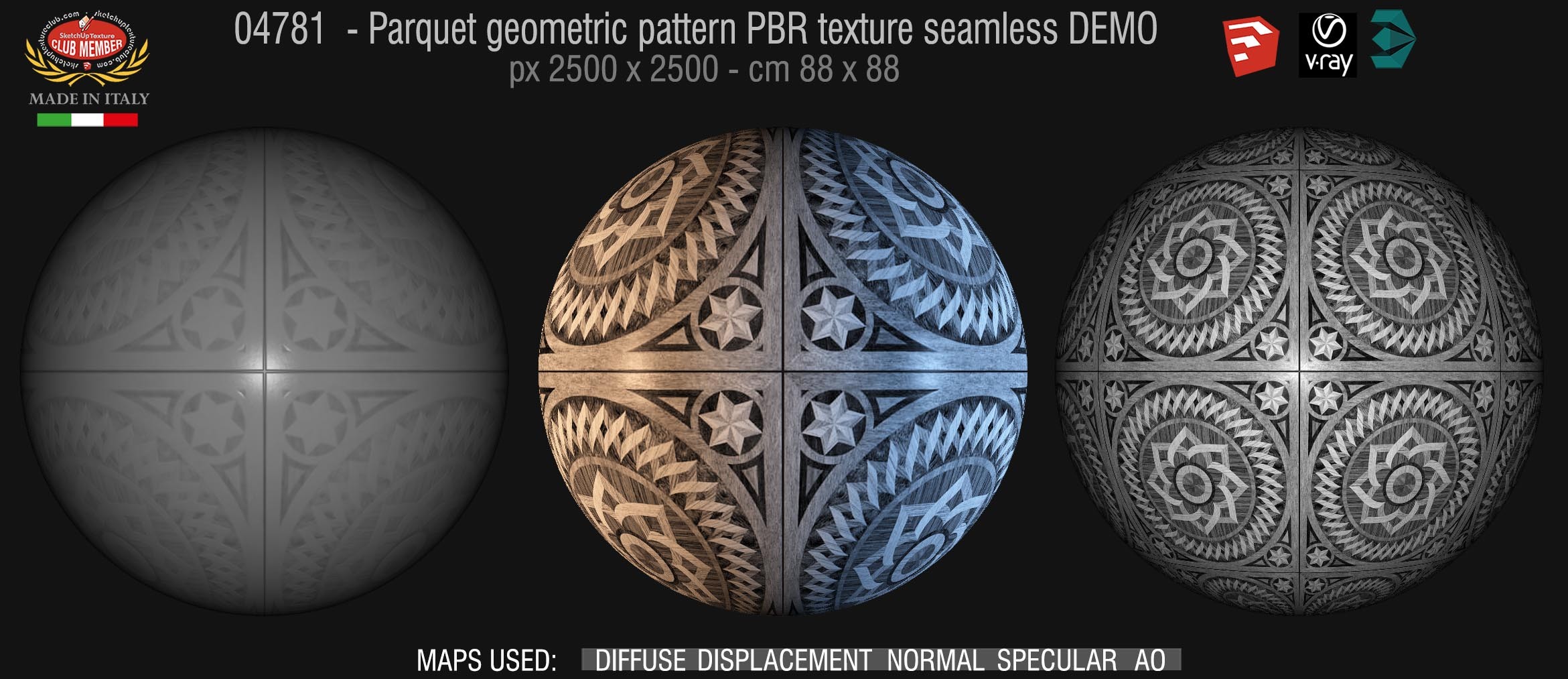 04781 Parquet geometric pattern PBR texture seamless DEMO