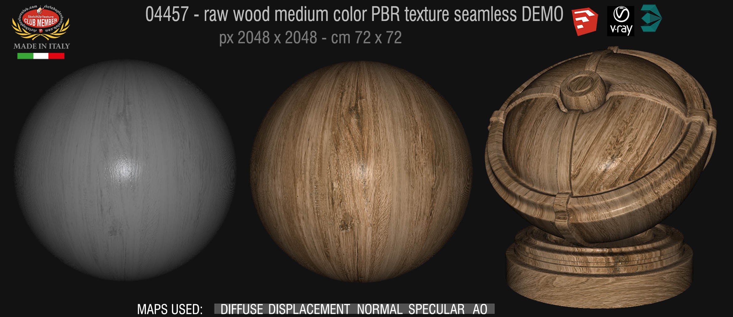 04457 raw wood medium color PBR texture seamless DEMO