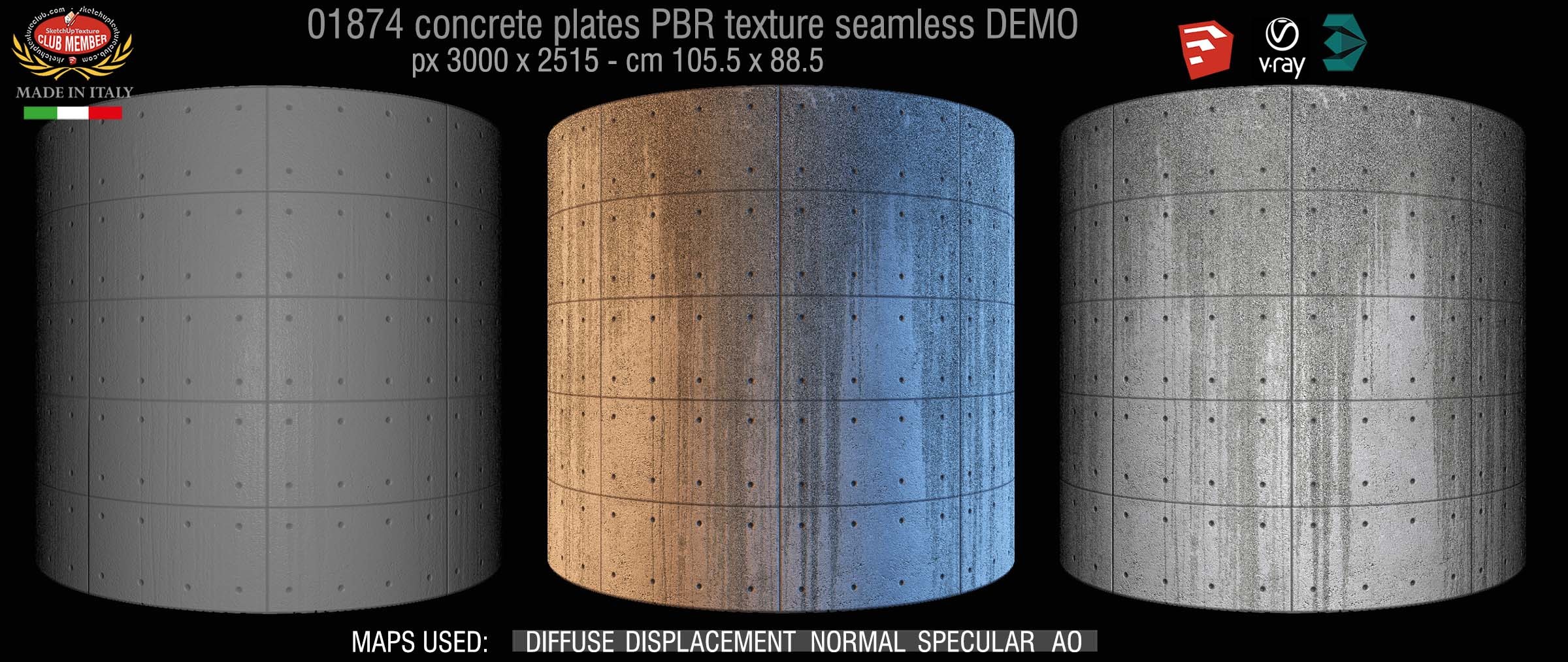 01874 Tadao Ando concrete plates PBR texture seamless DEMO