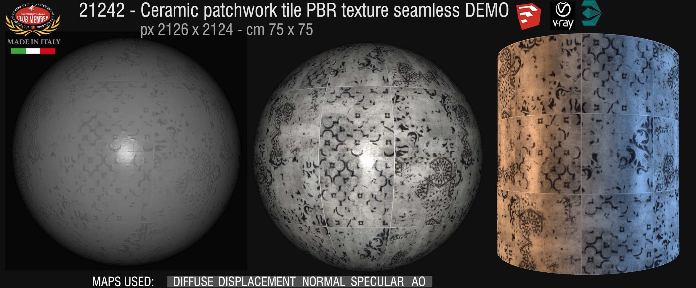 21242 Ceramic patchwork tile texture seamless DEMO