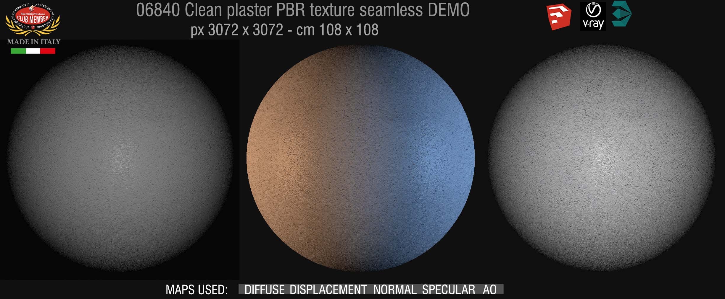 06840 clean fine plaster PBR texture seamless DEMO