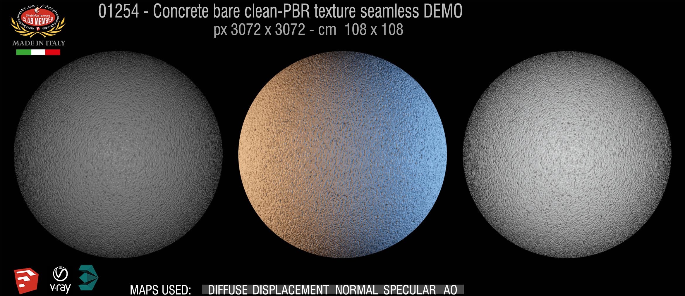 01254 Concrete bare clean-PBR texture seamless DEMO