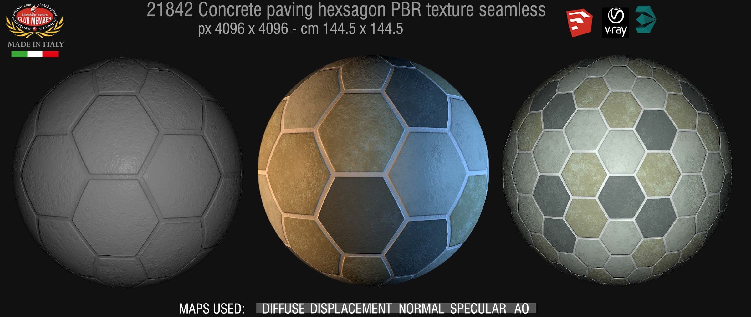 Concrete paving hexagon PBR texture seamless 21842