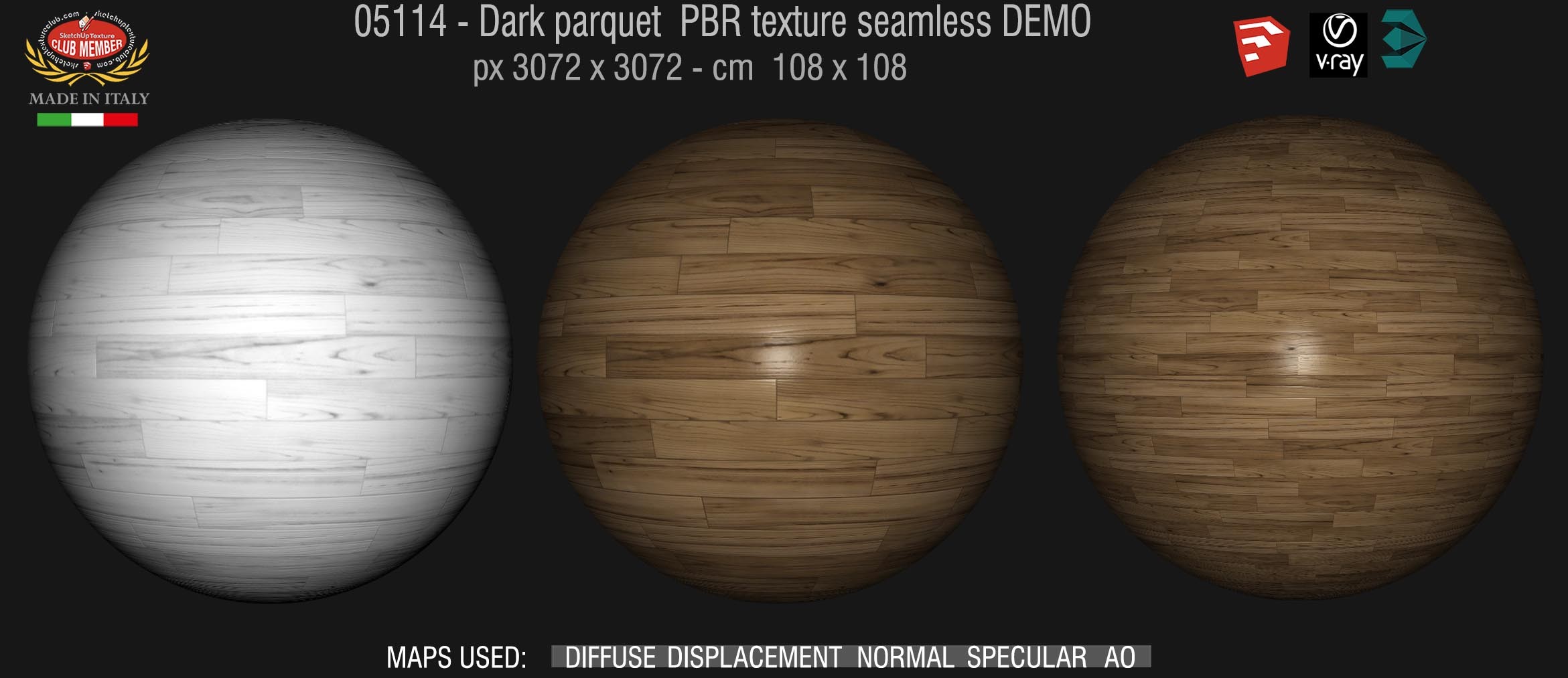 05114 Dark parquet PBR texture seamless DEMO