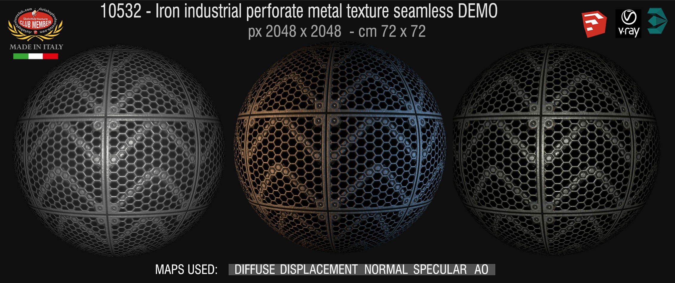 10532 HR Iron industrial metal texture seamless + maps DEMO
