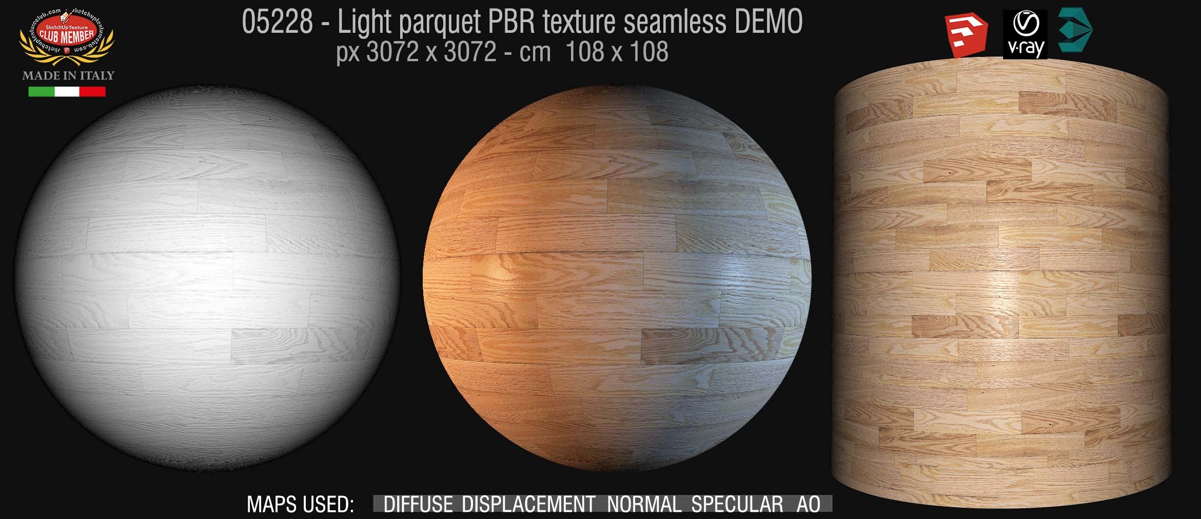 05228 Light parquet PBR texture seamless DEMO
