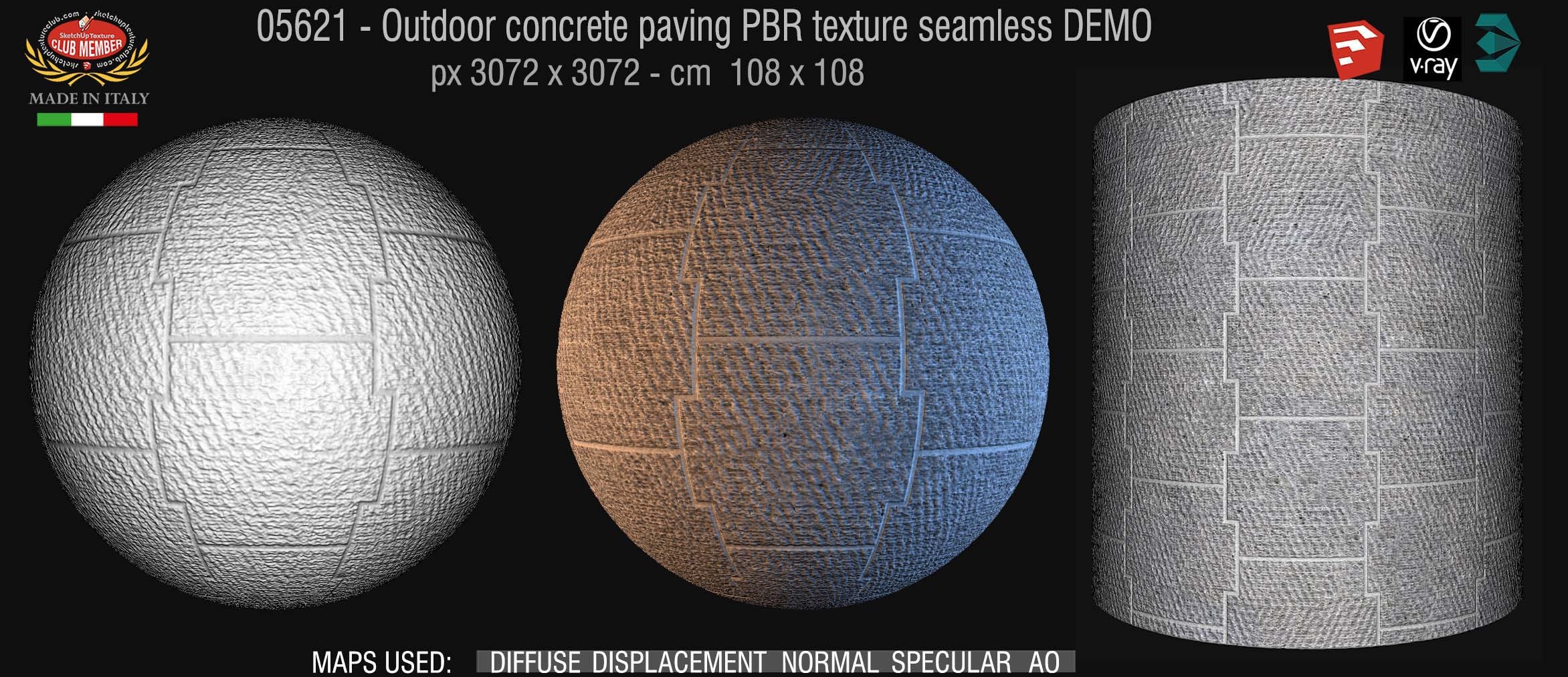 05621 Outdoor concrete paving PBR texture seamless DEMO