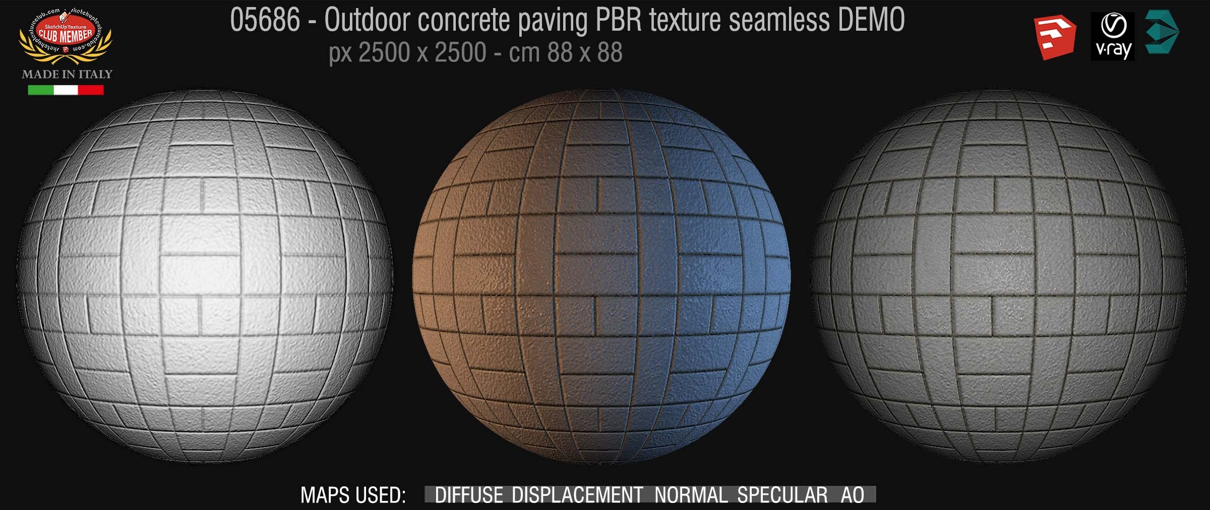 05686  Paving outdoor concrete regular block PBR texture seamless DEMO