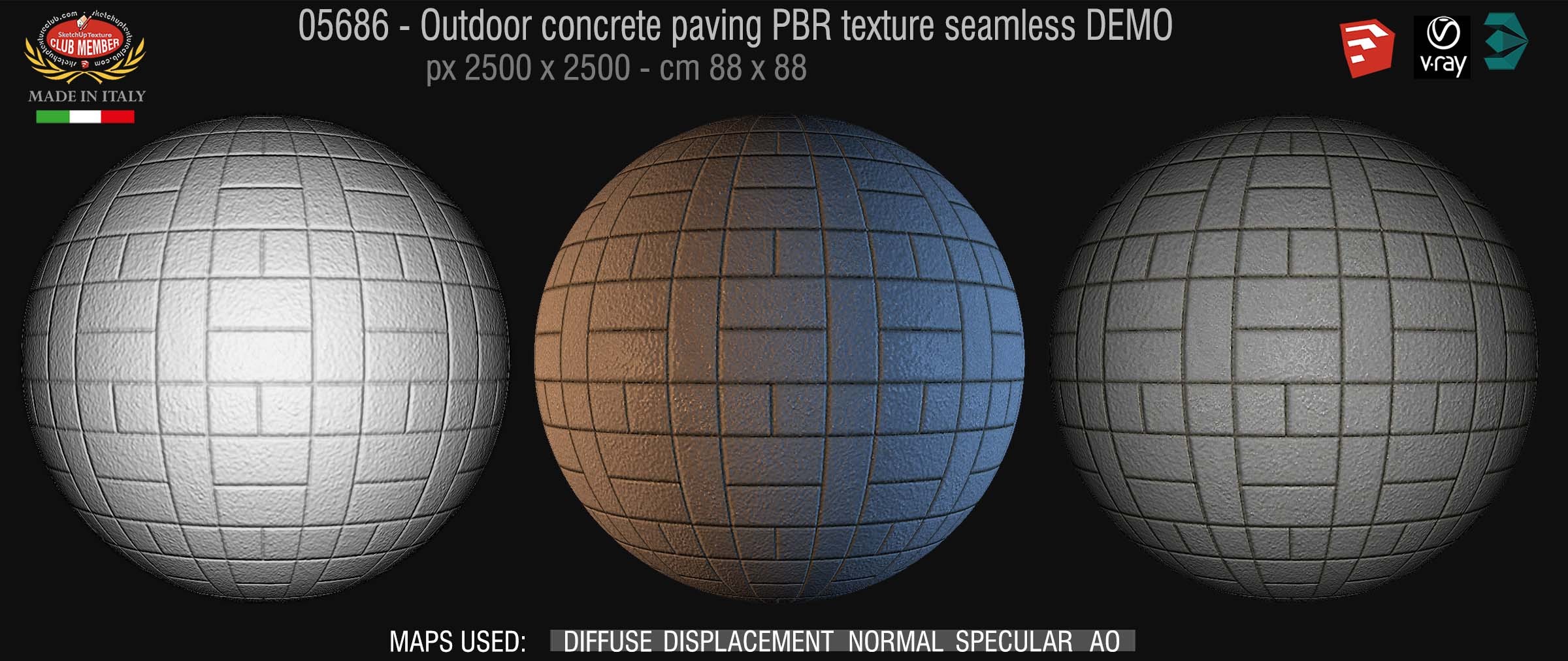 05686 Paving outdoor concrete regular block PBR texture seamless DEMO