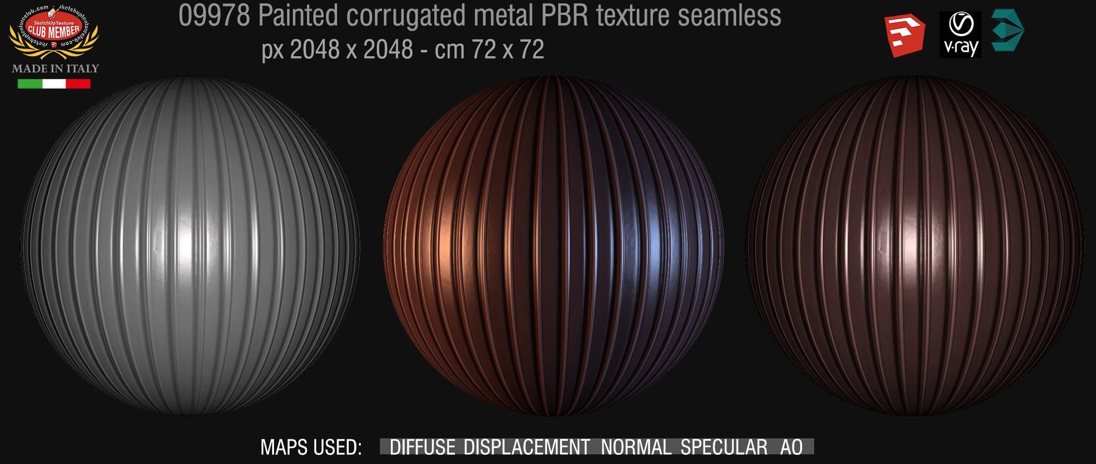 09978 Painted corrugated metal PBR texture seamless