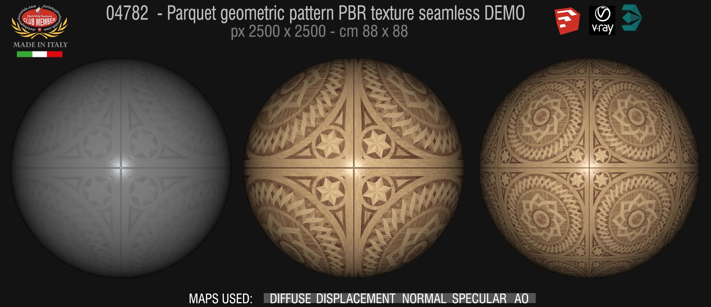 04782 Parquet geometric pattern PBR texture seamless DEMO