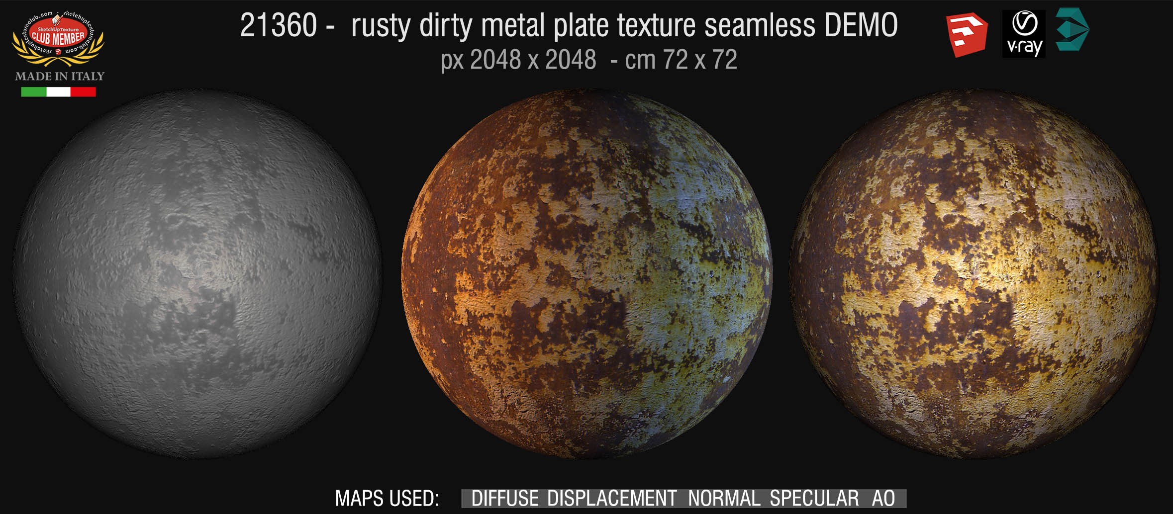 21360 HR rusty dirty metal texture seamless + maps DEMO
