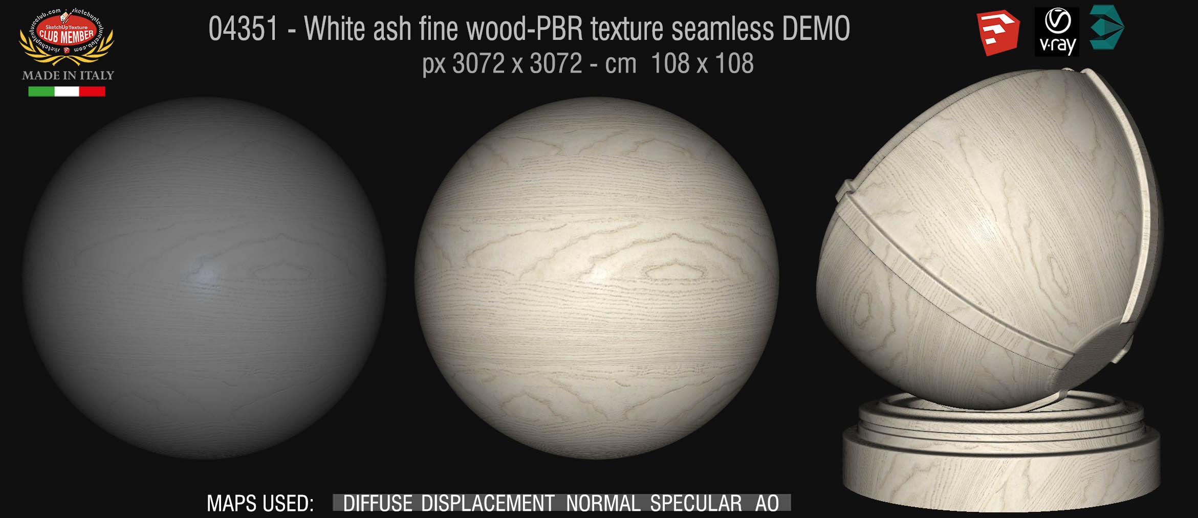 04351 White ash fine wood-PBR texture seamless DEMO