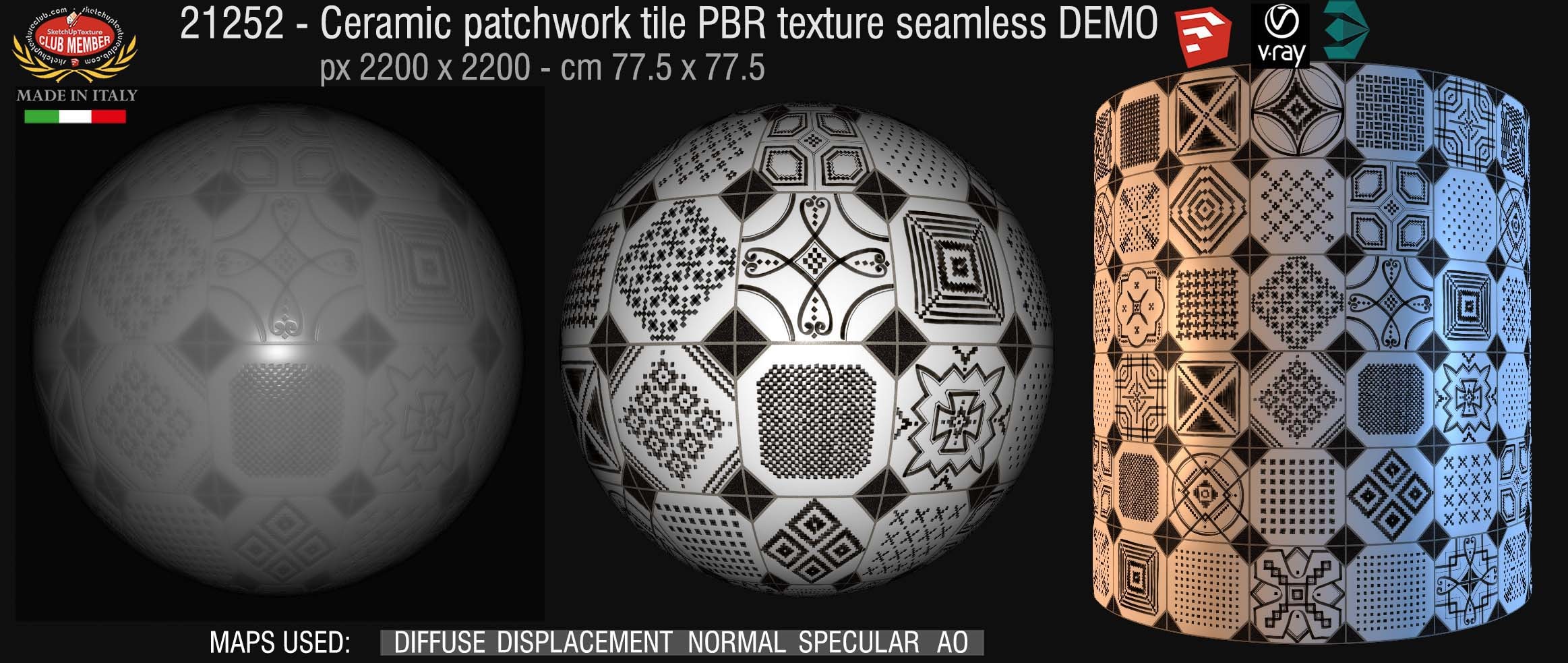 21252 Ceramic patchwork tile texture seamless DEMO