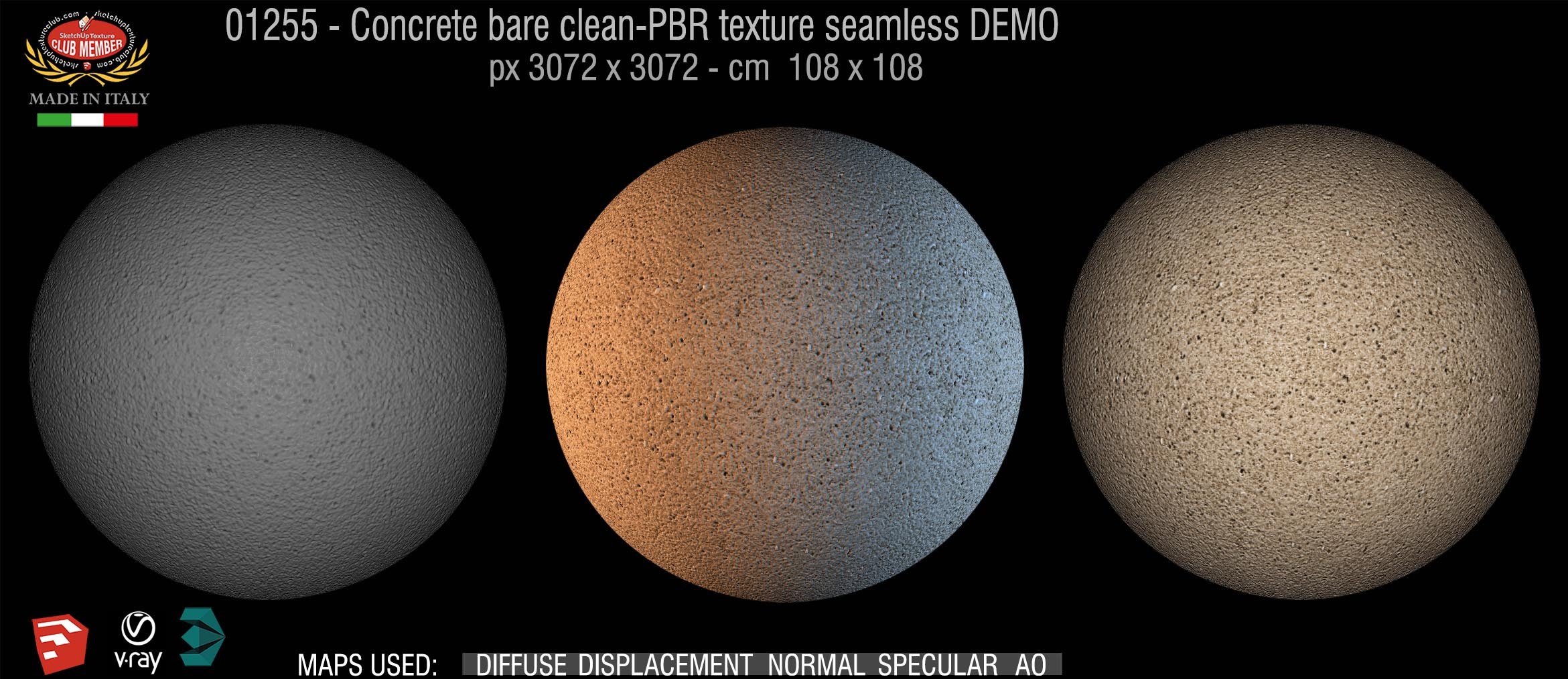01255 Concrete bare clean-PBR texture seamless DEMO