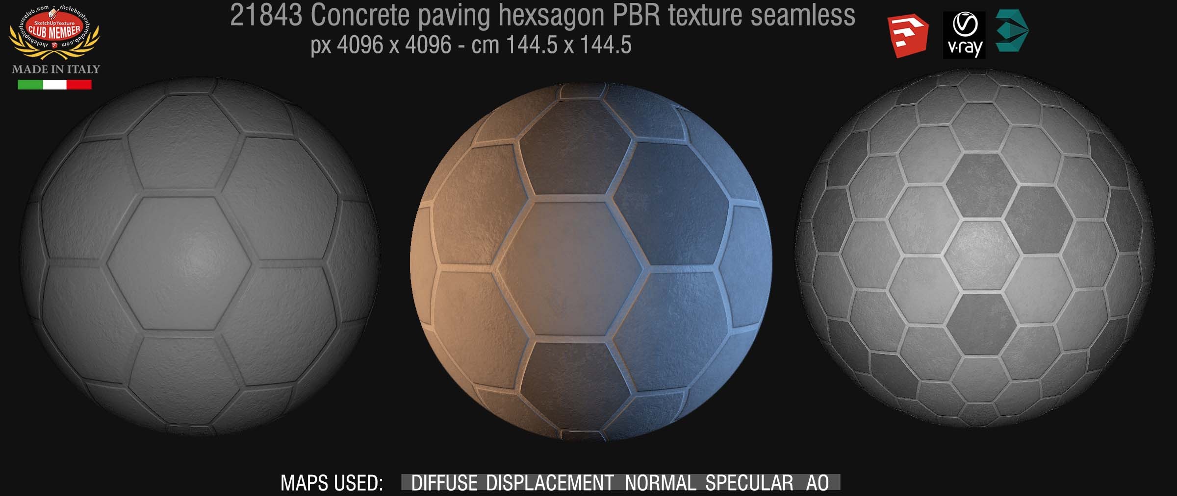 Concrete paving hexagon PBR texture seamless 21843