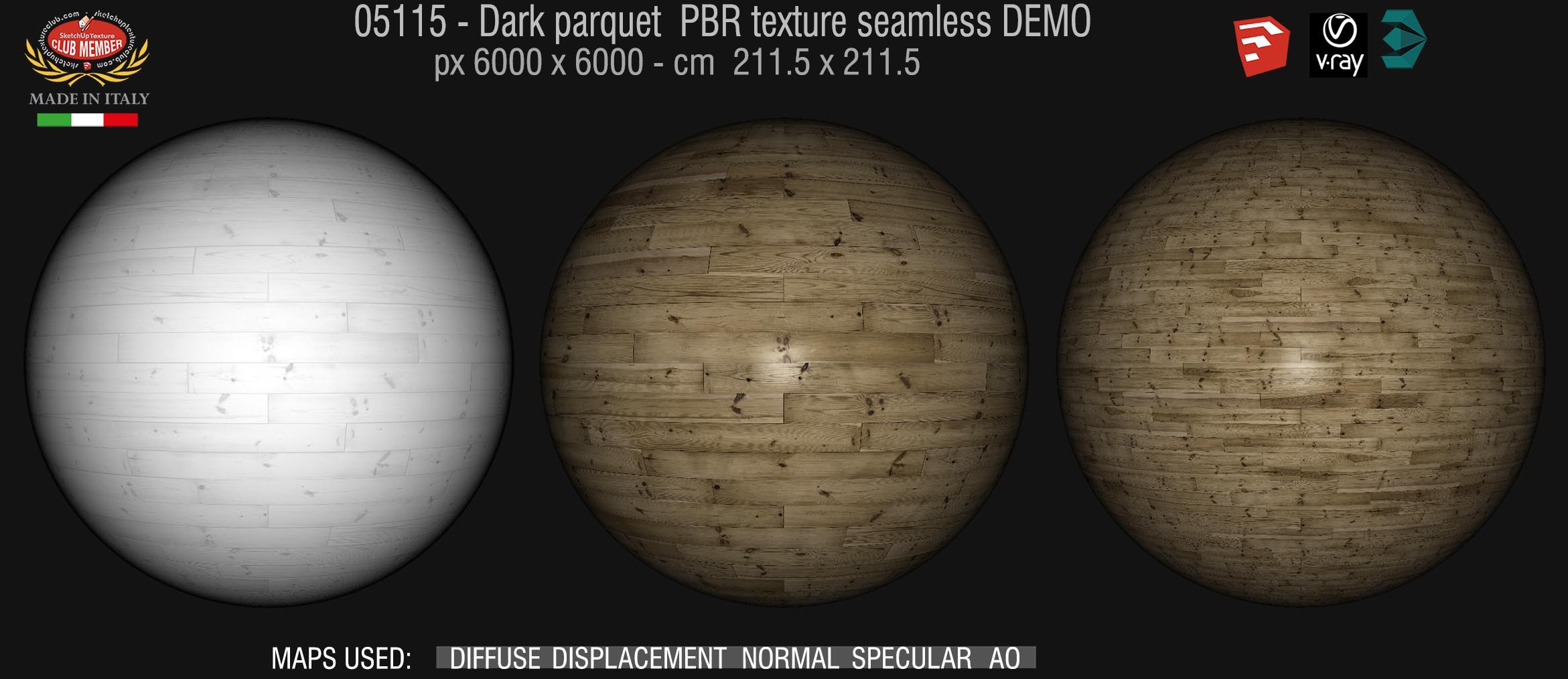 05115 Dark parquet PBR texture seamless DEMO