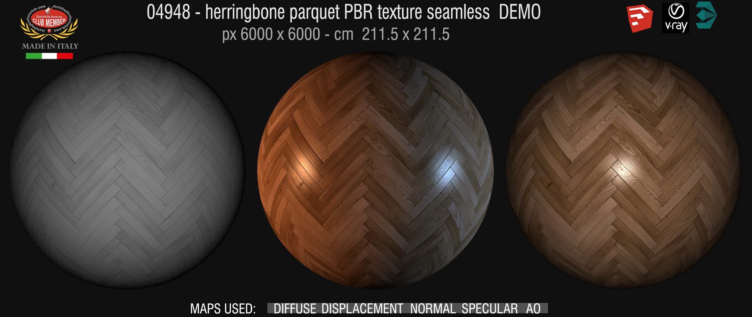 04948 Herringbone parquet PBR texture seamless DEMO