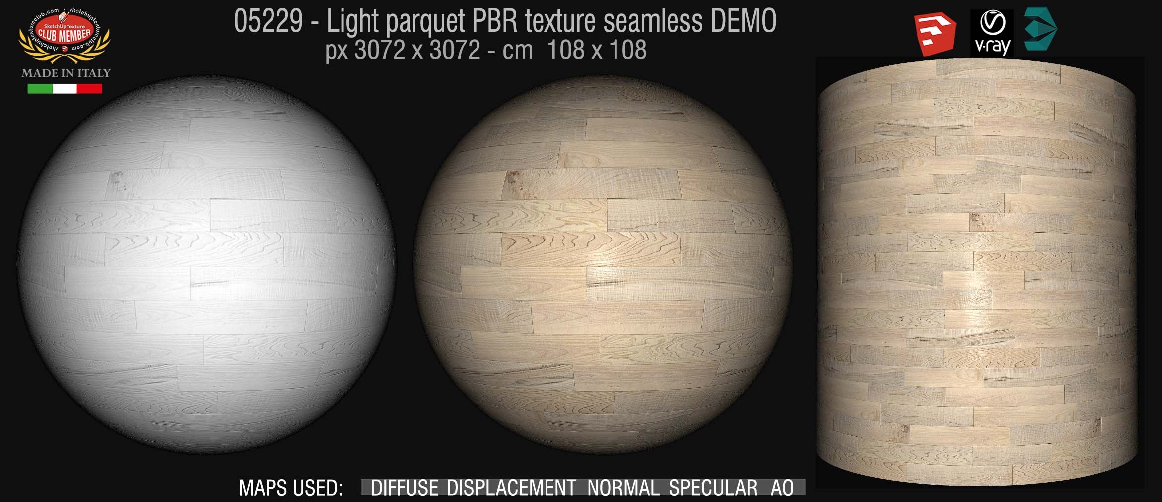 05229 Light parquet PBR texture seamless DEMO