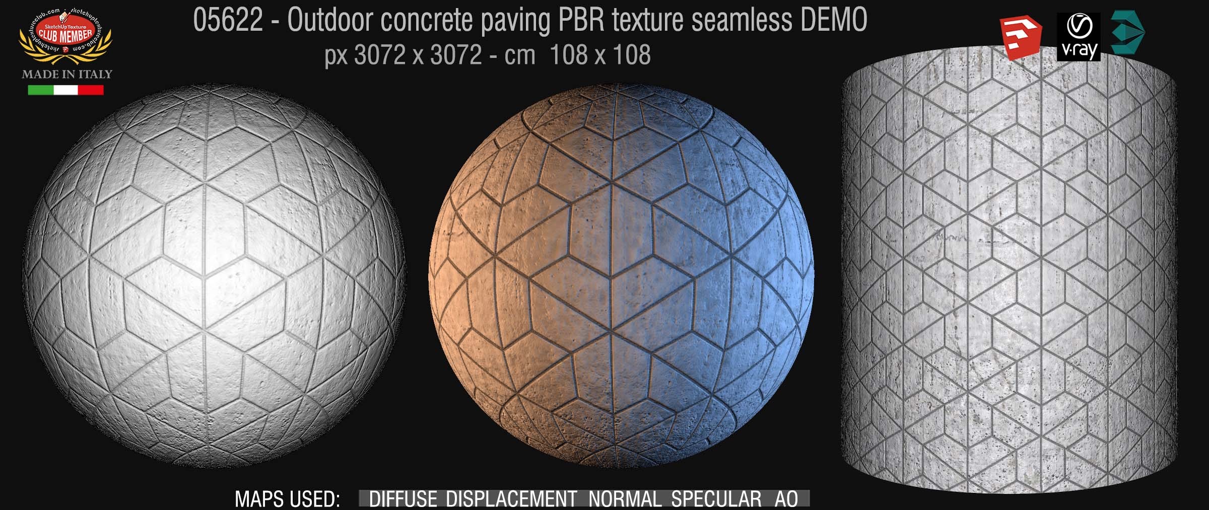 05622 Outdoor concrete paving PBR texture seamless DEMO