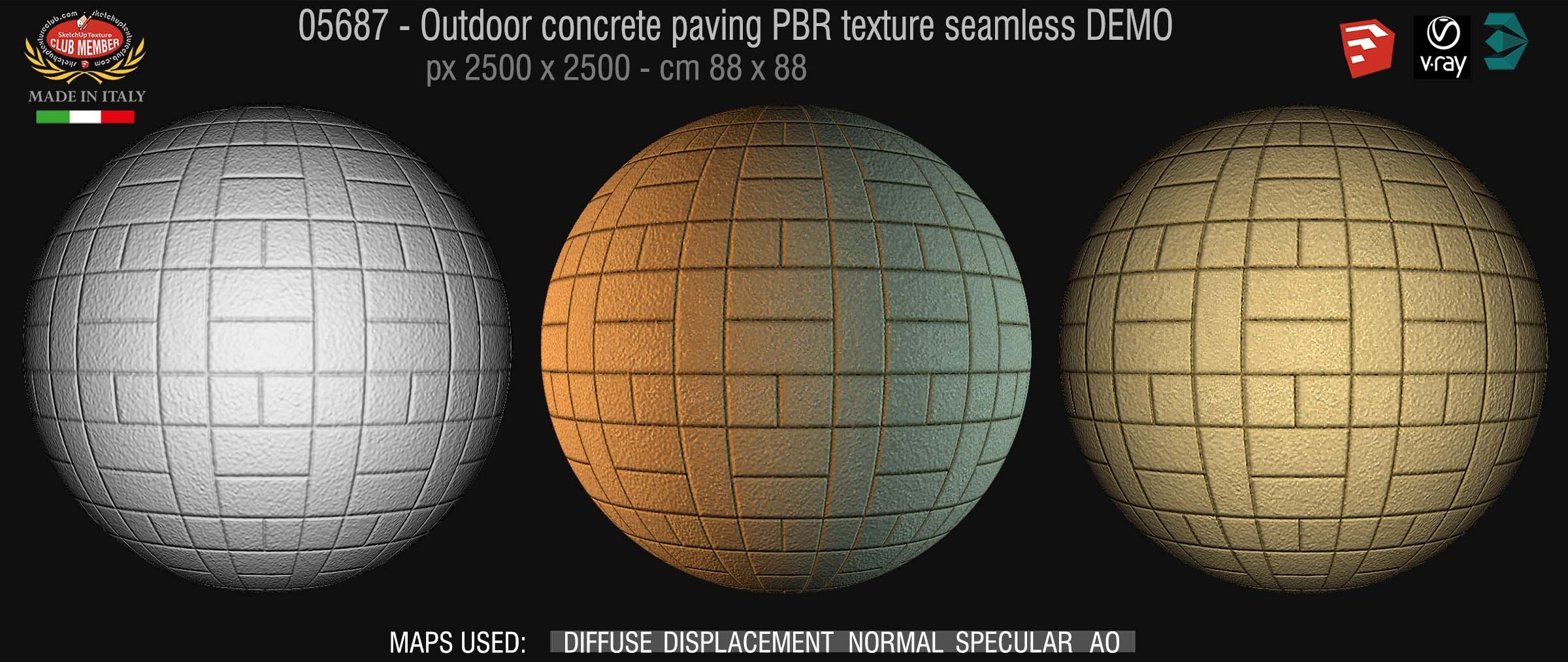 05687 Paving outdoor concrete regular block PBR texture seamless DEMO