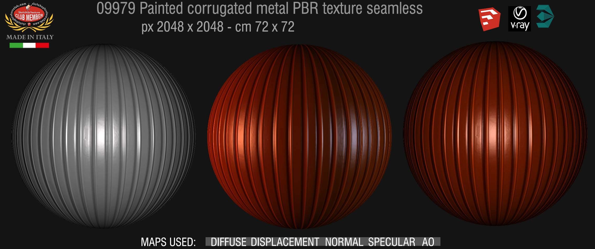 09979 Painted corrugated metal PBR texture seamless DEMO