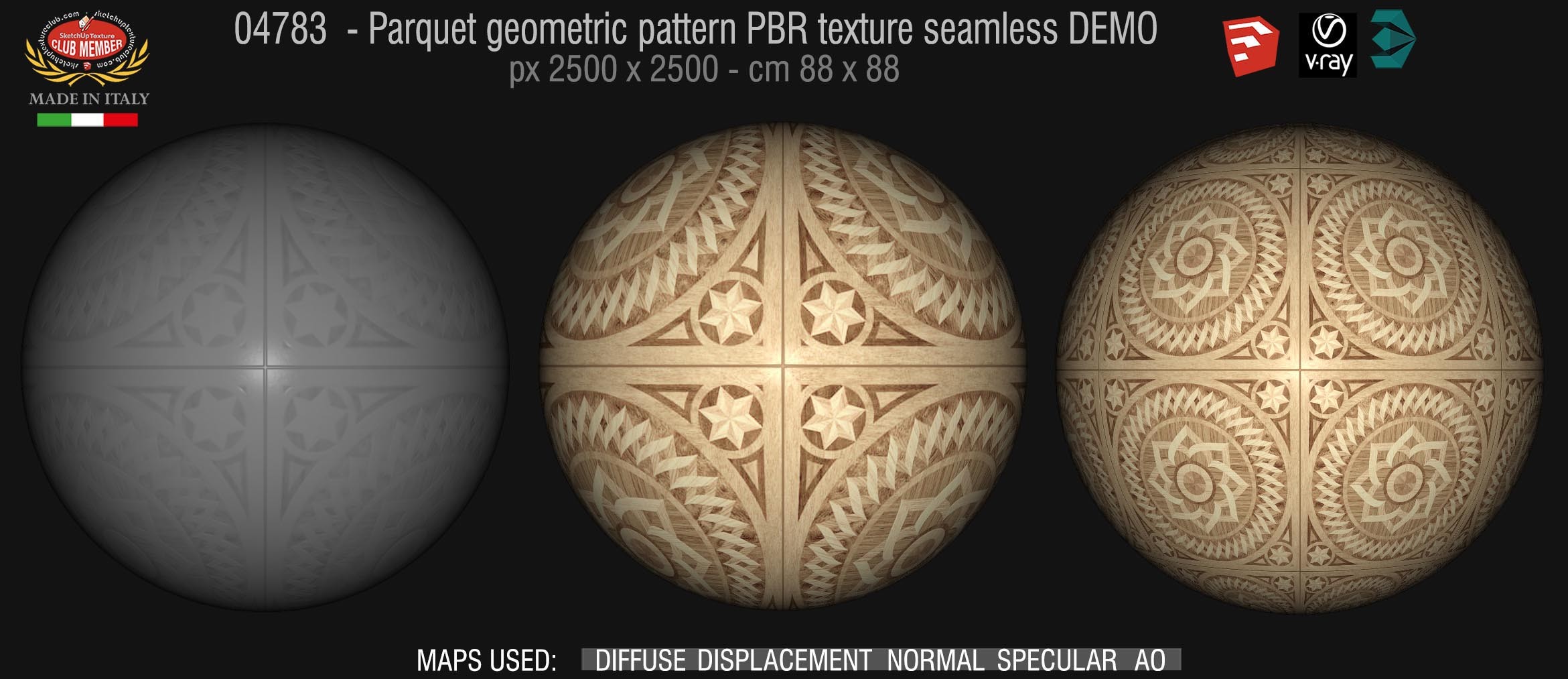 04783 Parquet geometric pattern PBR texture seamless DEMO