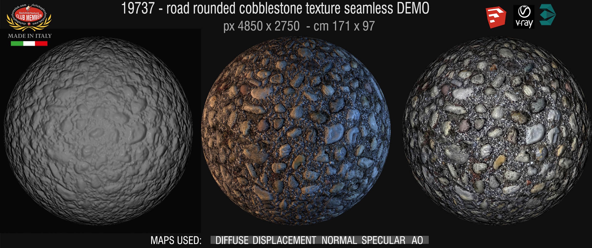 19737 Road rounded cobblestone texture seamless +maps DEMO