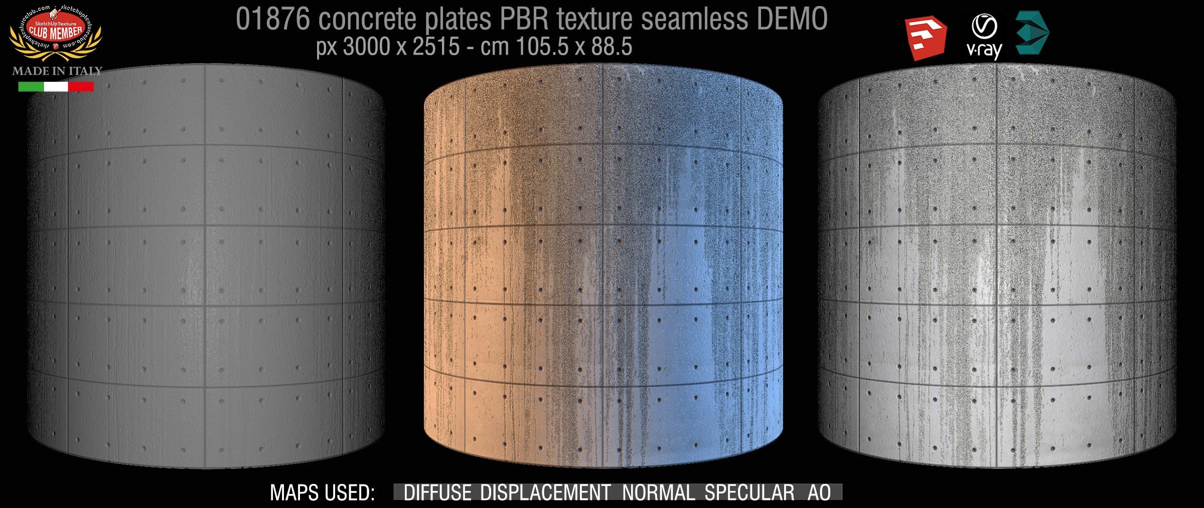 01876 Tadao Ando concrete plates PBR texture seamless DEMO