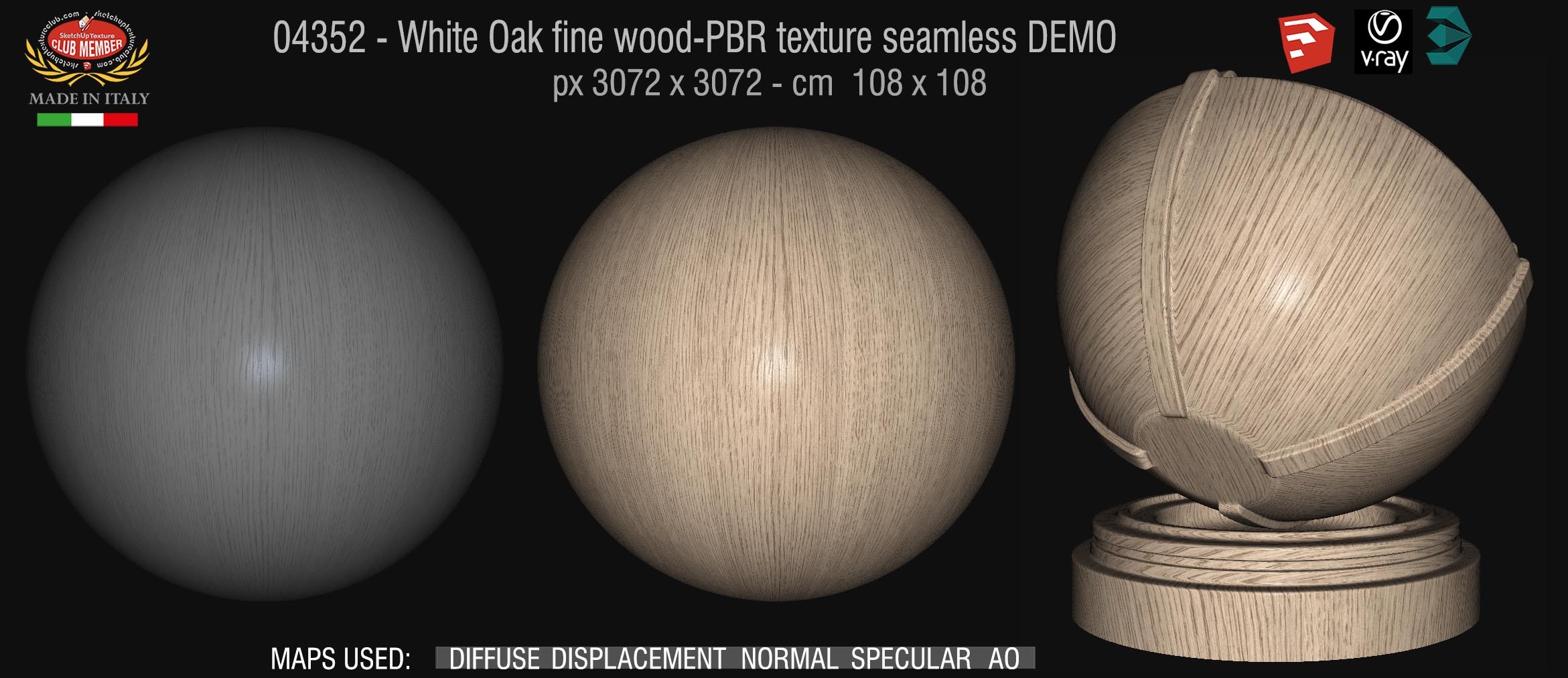 04352 White Oak fine wood-PBR texture seamless DEMO